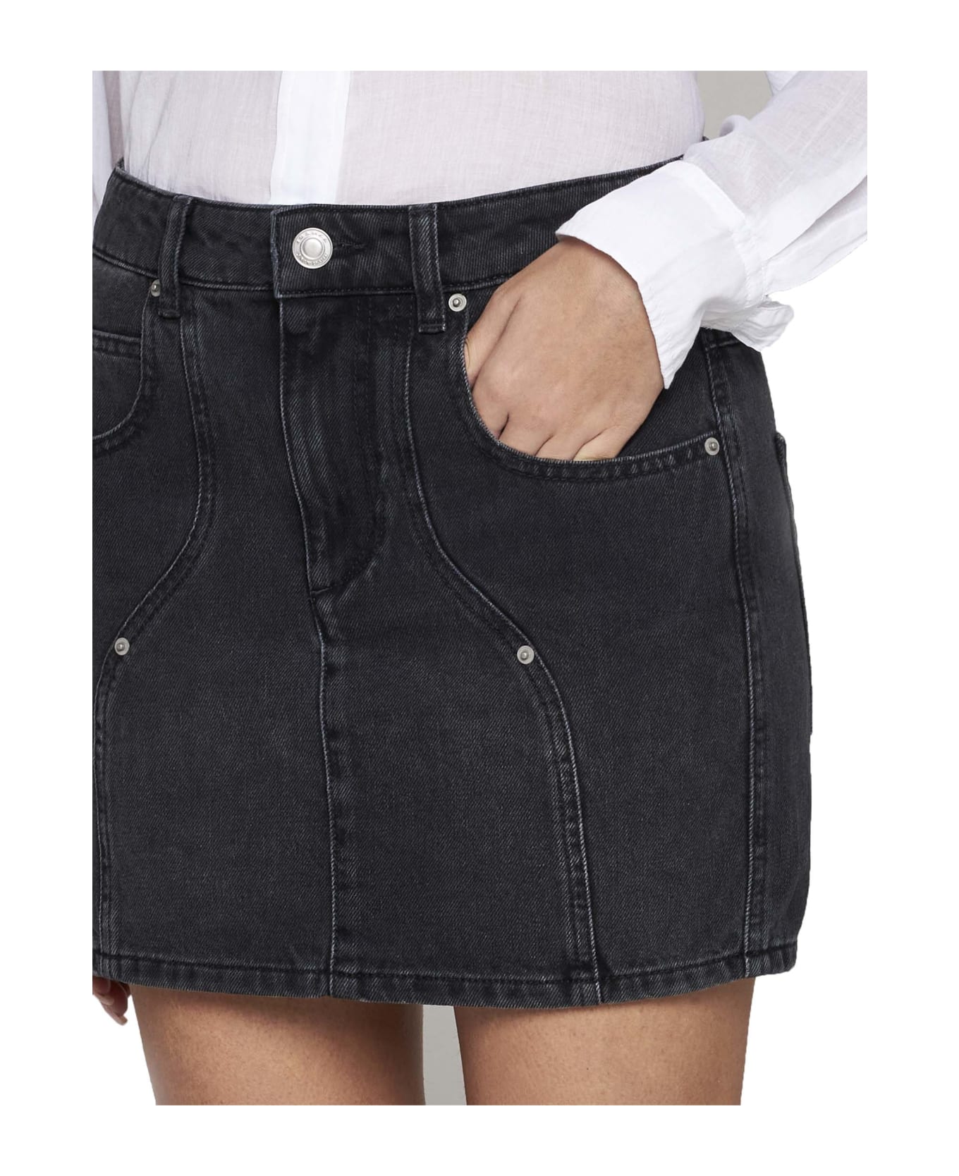Marant Étoile Denim Mini Skirt - Faded 	black