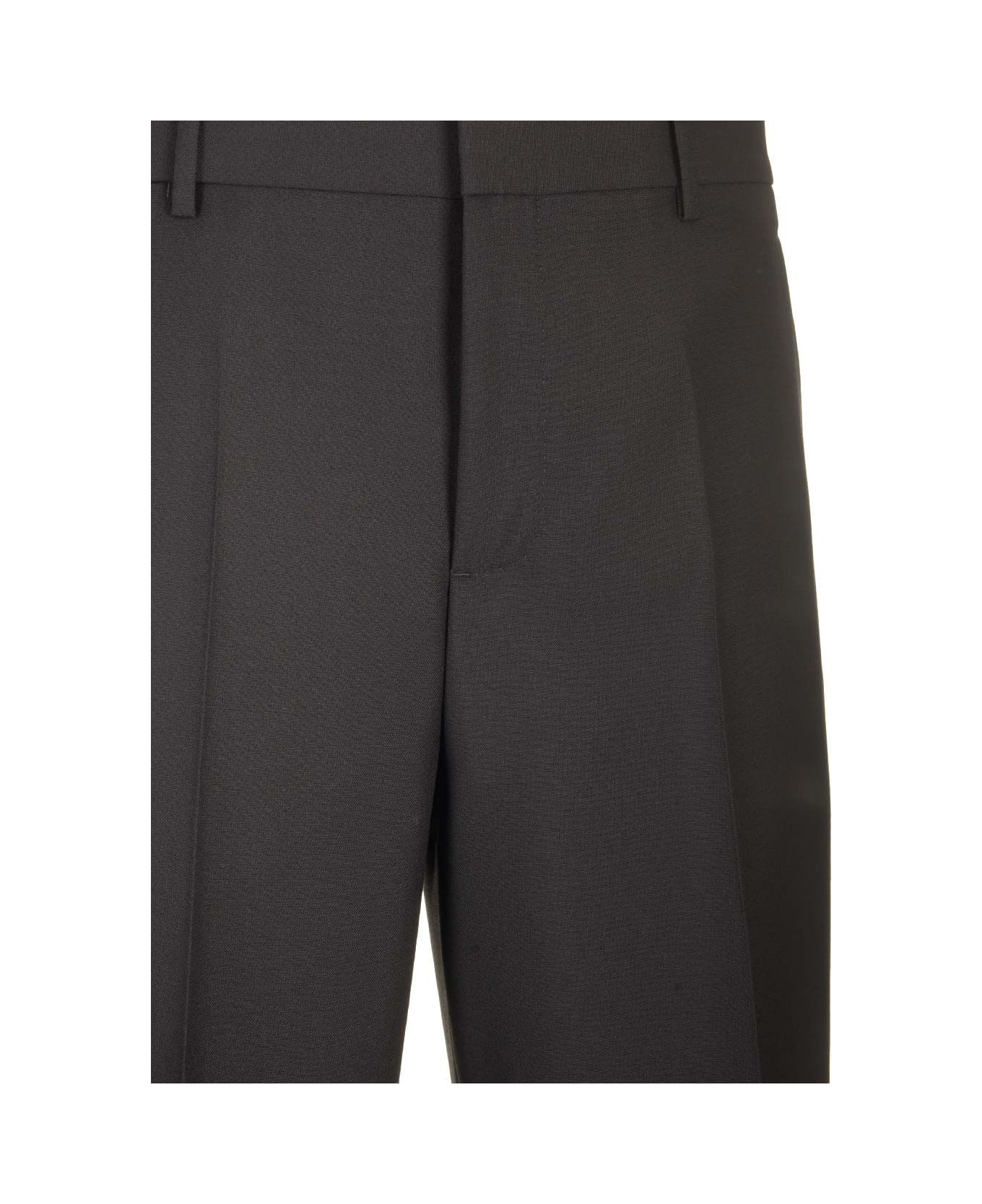 Versace Formal Trousers In Mohair Blend - Black