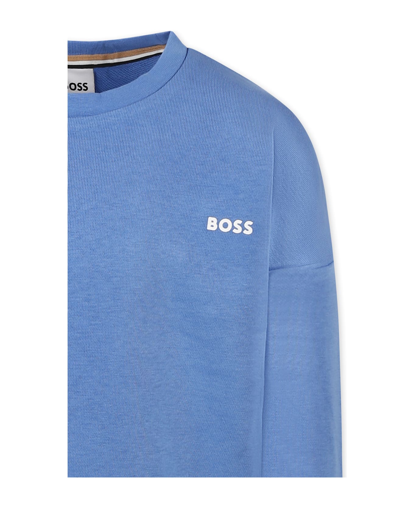 Hugo Boss Light Blue Sweatshirt For Boy With Logo - Light Blue