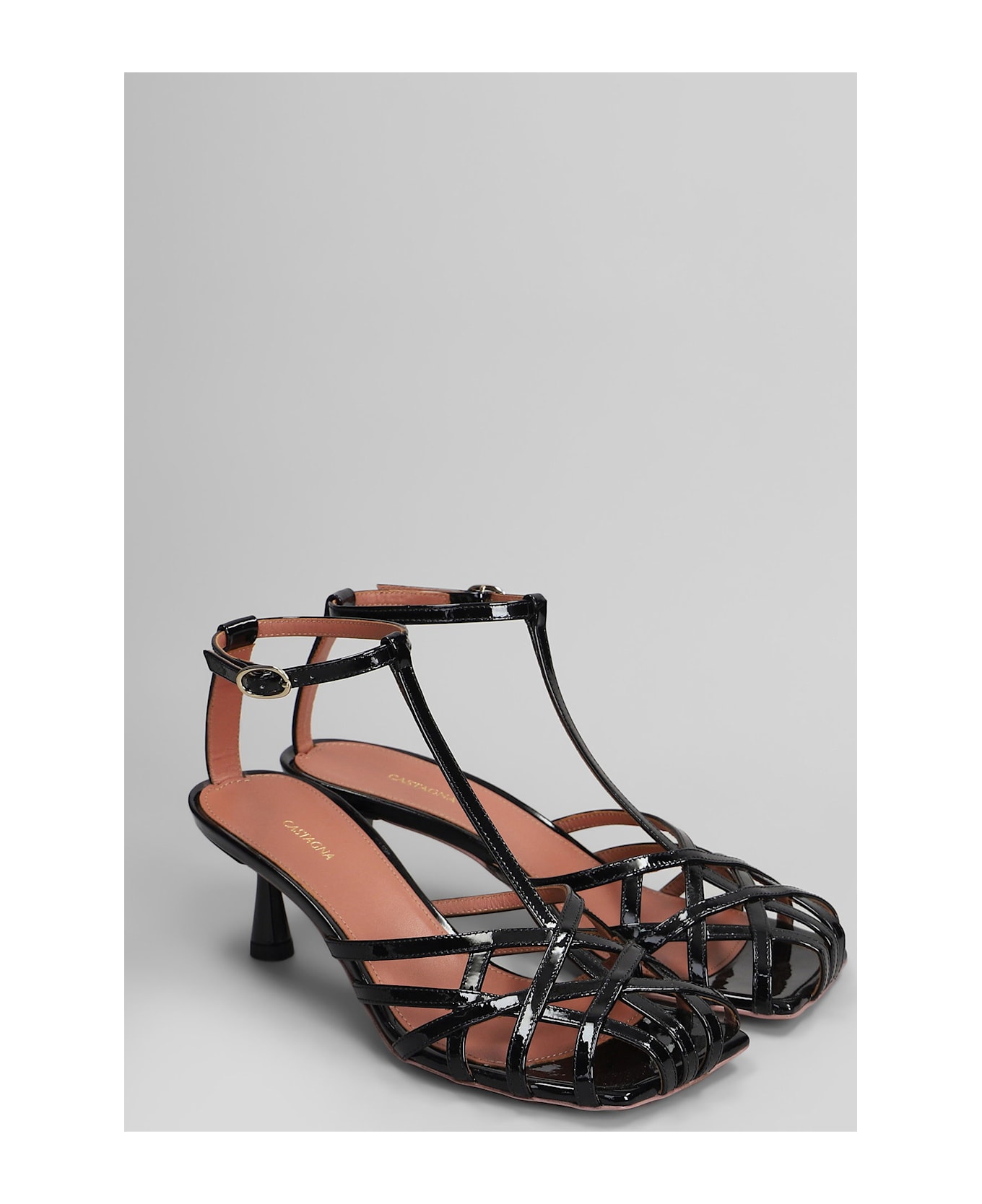 Aldo Castagna Manila Sandals In Black Patent Leather - black