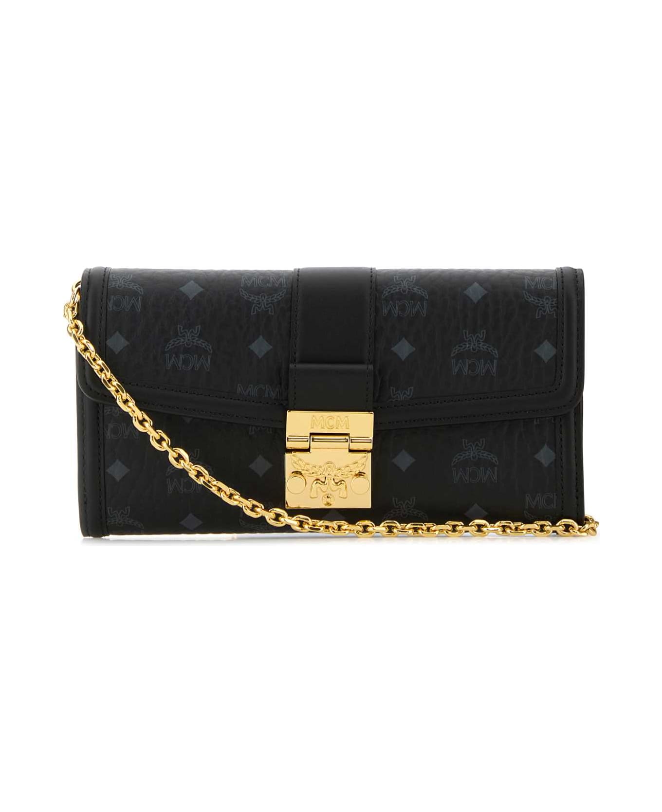 MCM Printed Canvas Large Tracy Wallet - BLACK