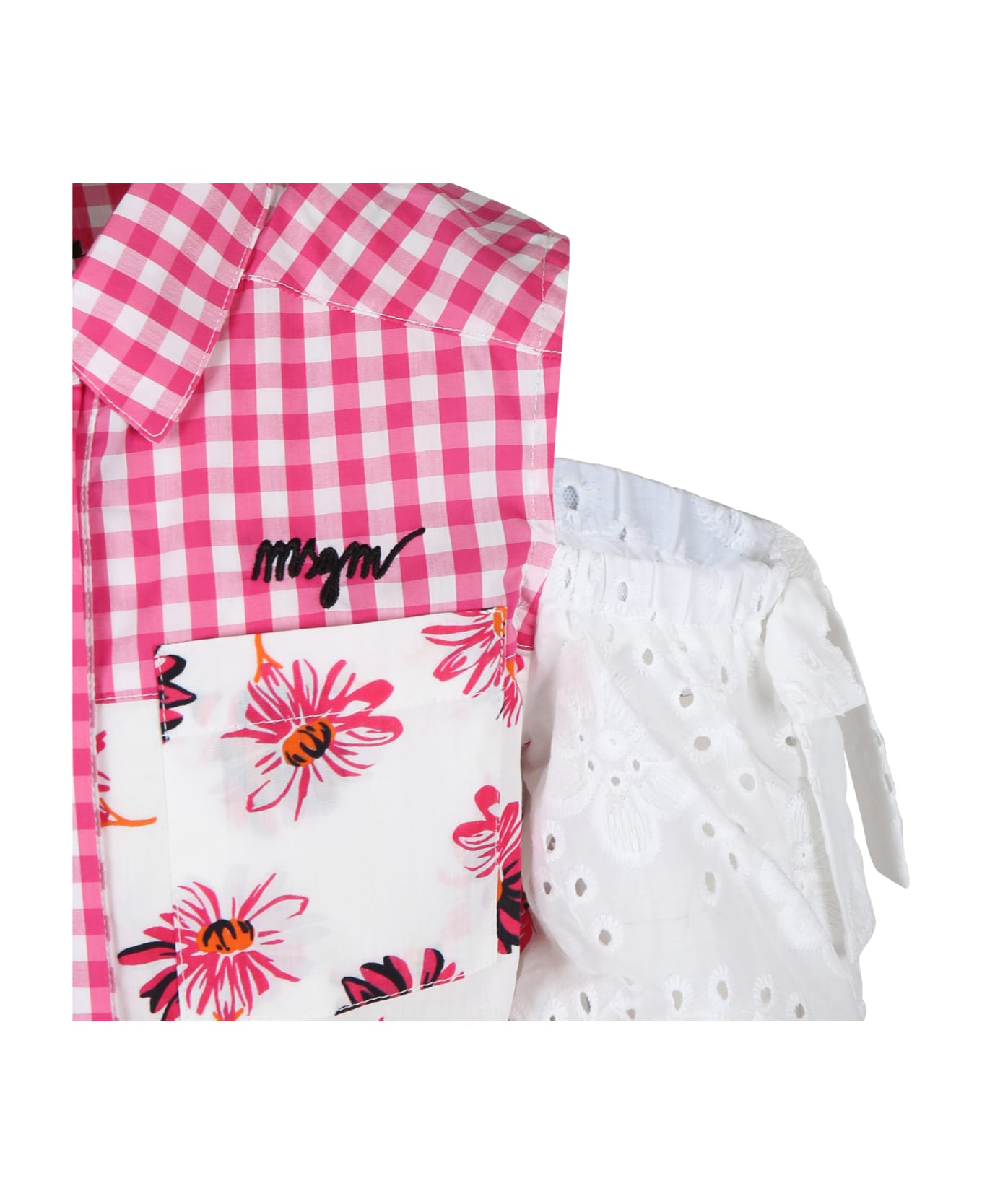 MSGM White Shirt For Girl With Daisy Print - White