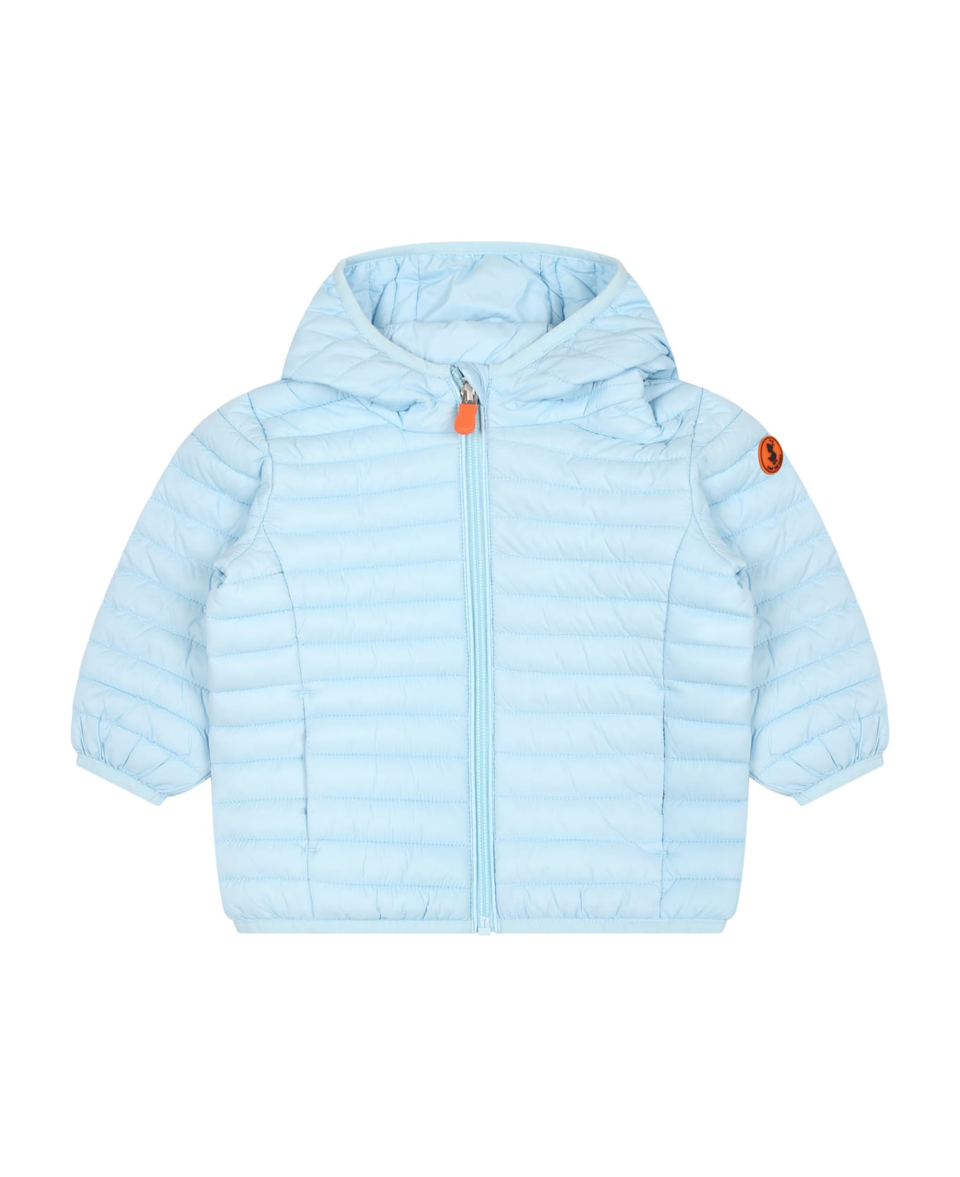 Save the Duck Light Blue Nene Down Jacket For Baby Boy With Logo - Light Blue コート＆ジャケット
