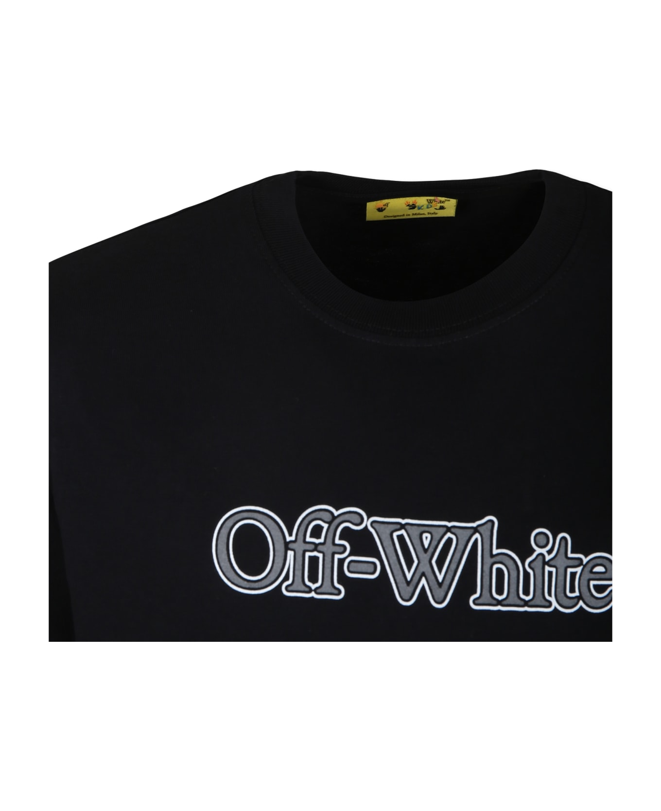 Off-White Black T-shirt For Boy With Logo - Black