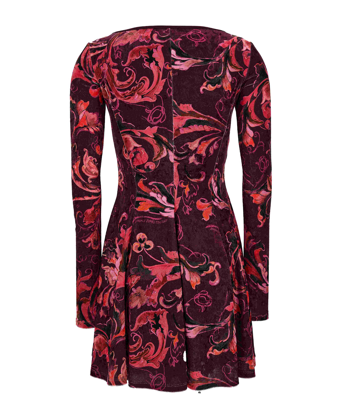Versace Jeans Couture Red Baroque-print Long-sleeve Mini Dress - PURPLE