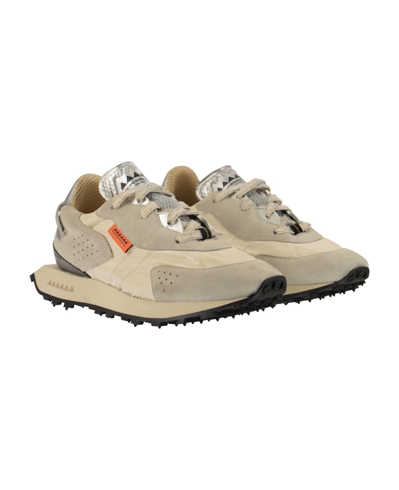 RUN OF Vaporix - Suede And Nylon Trainers - Sand