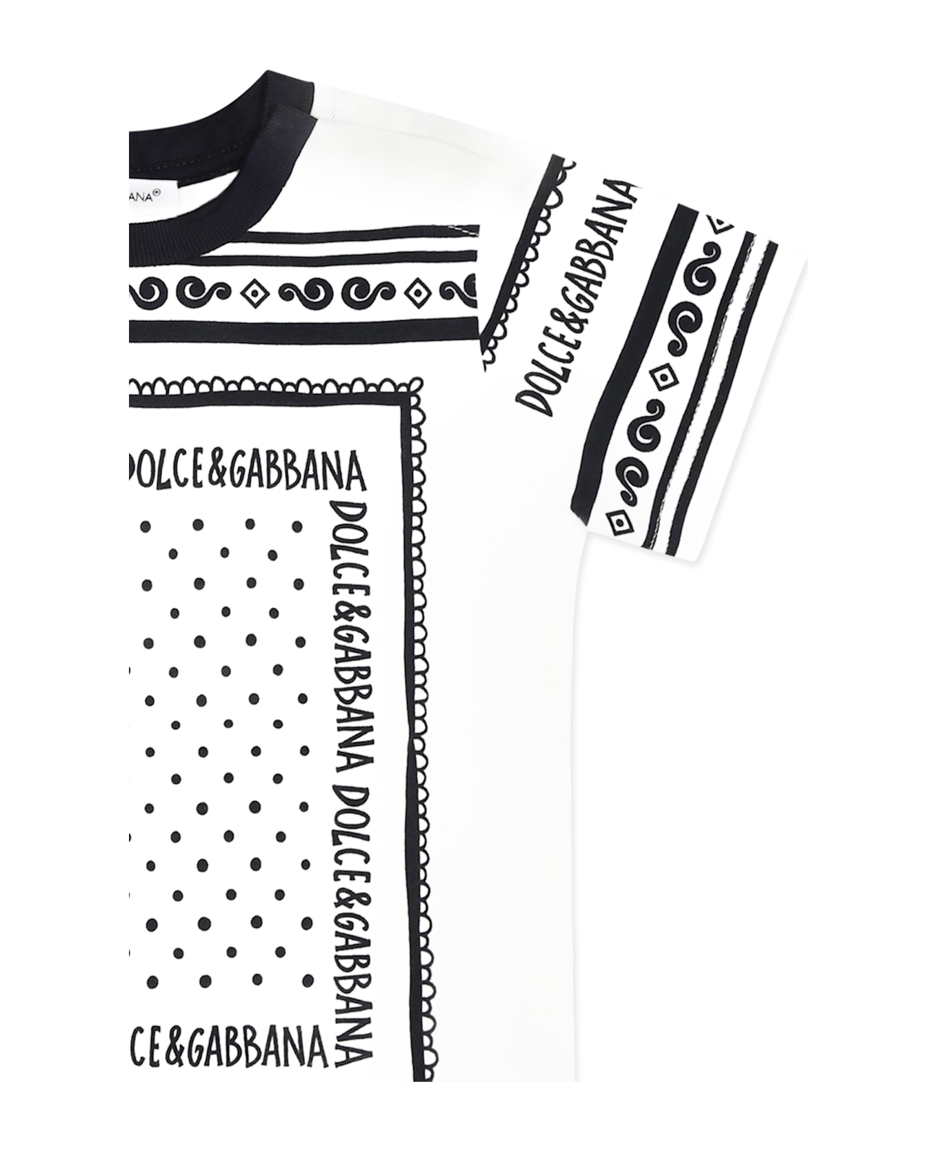 Dolce 
Gabbana White T-shirt For Bbay Boy With Bandana Print - White