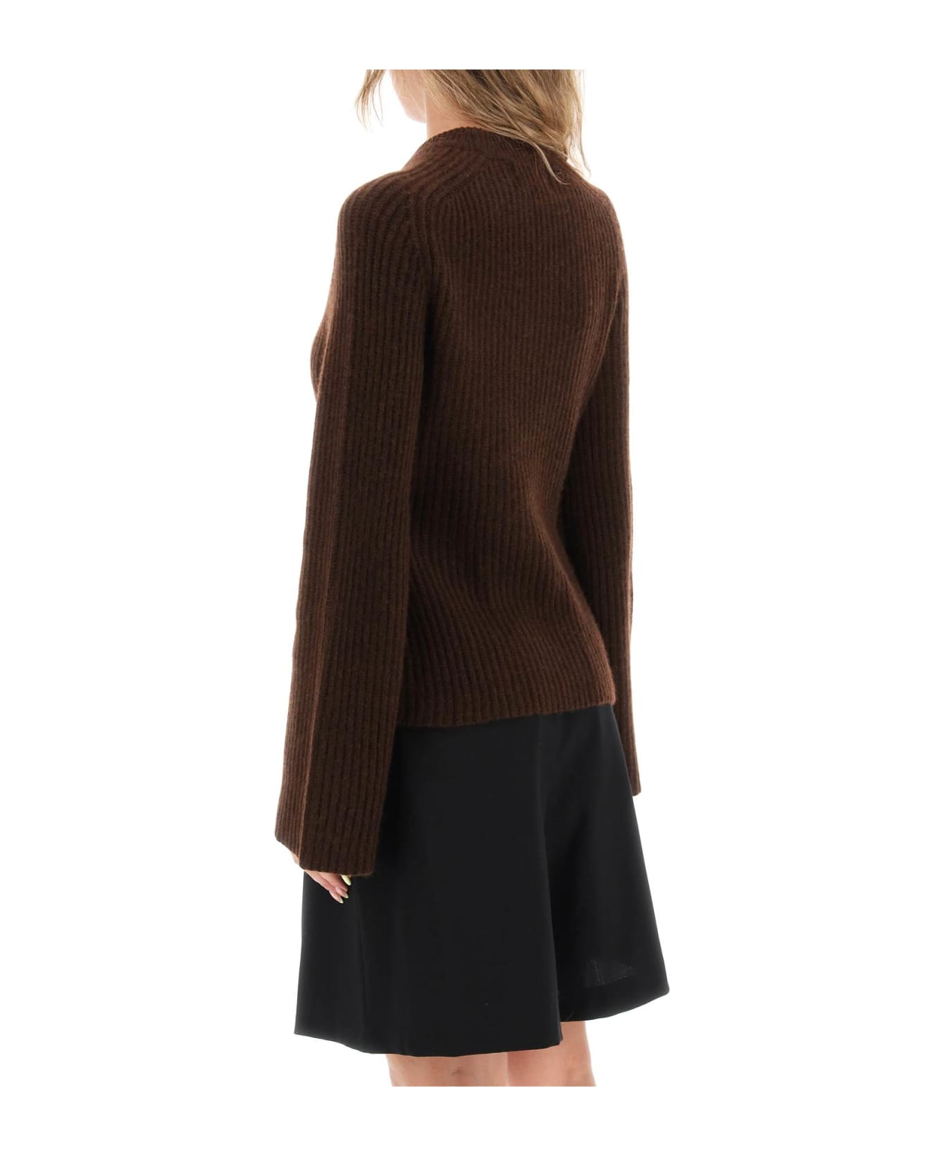 Loulou Studio 'kota' Cashmere Sweater With Bell Sleeves - CHOCO MELANGE (Brown)