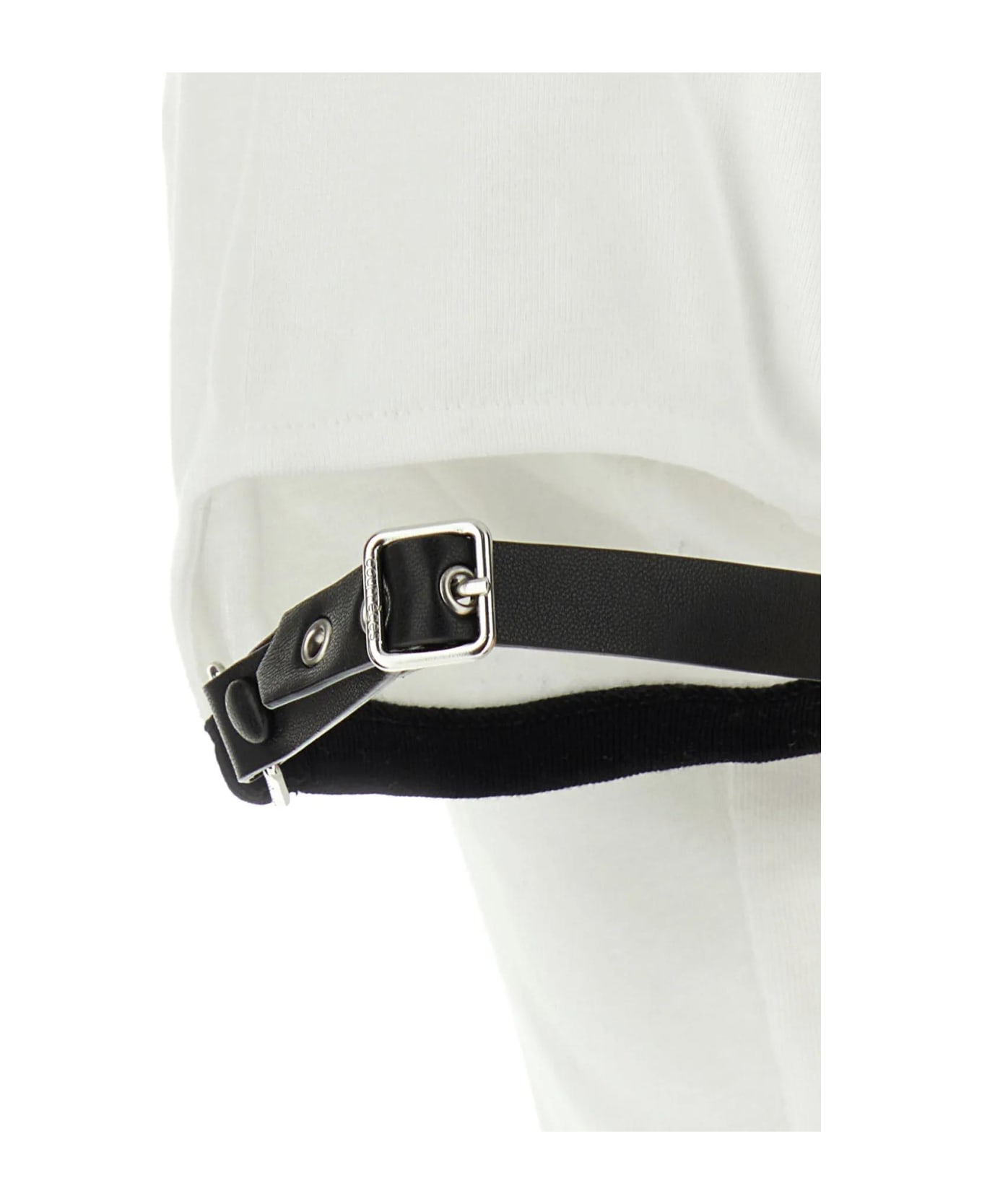 Courrèges White Cotton T-shirt - WHITE/BLACK Tシャツ