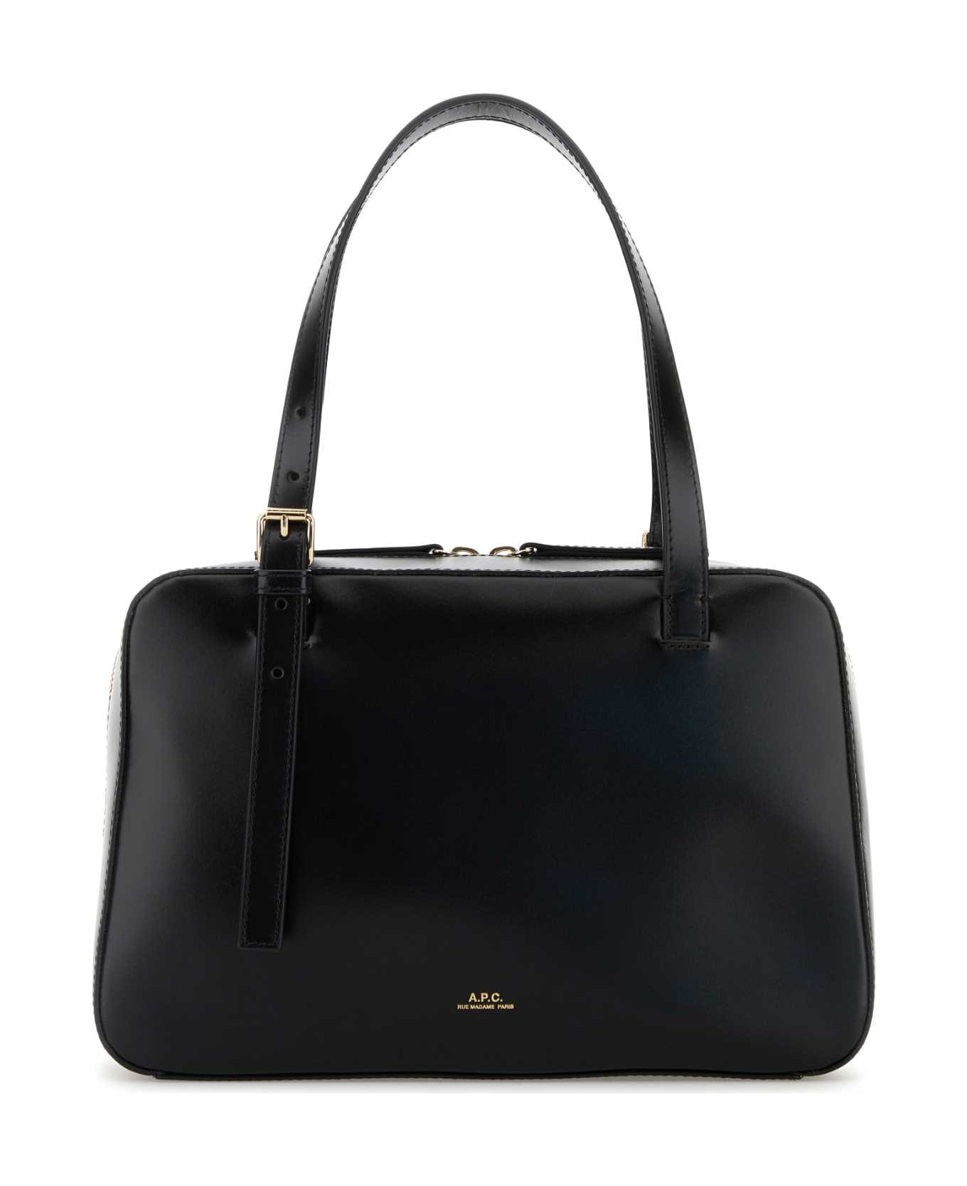 A.P.C. Black Leather Virginie Handbag - Black
