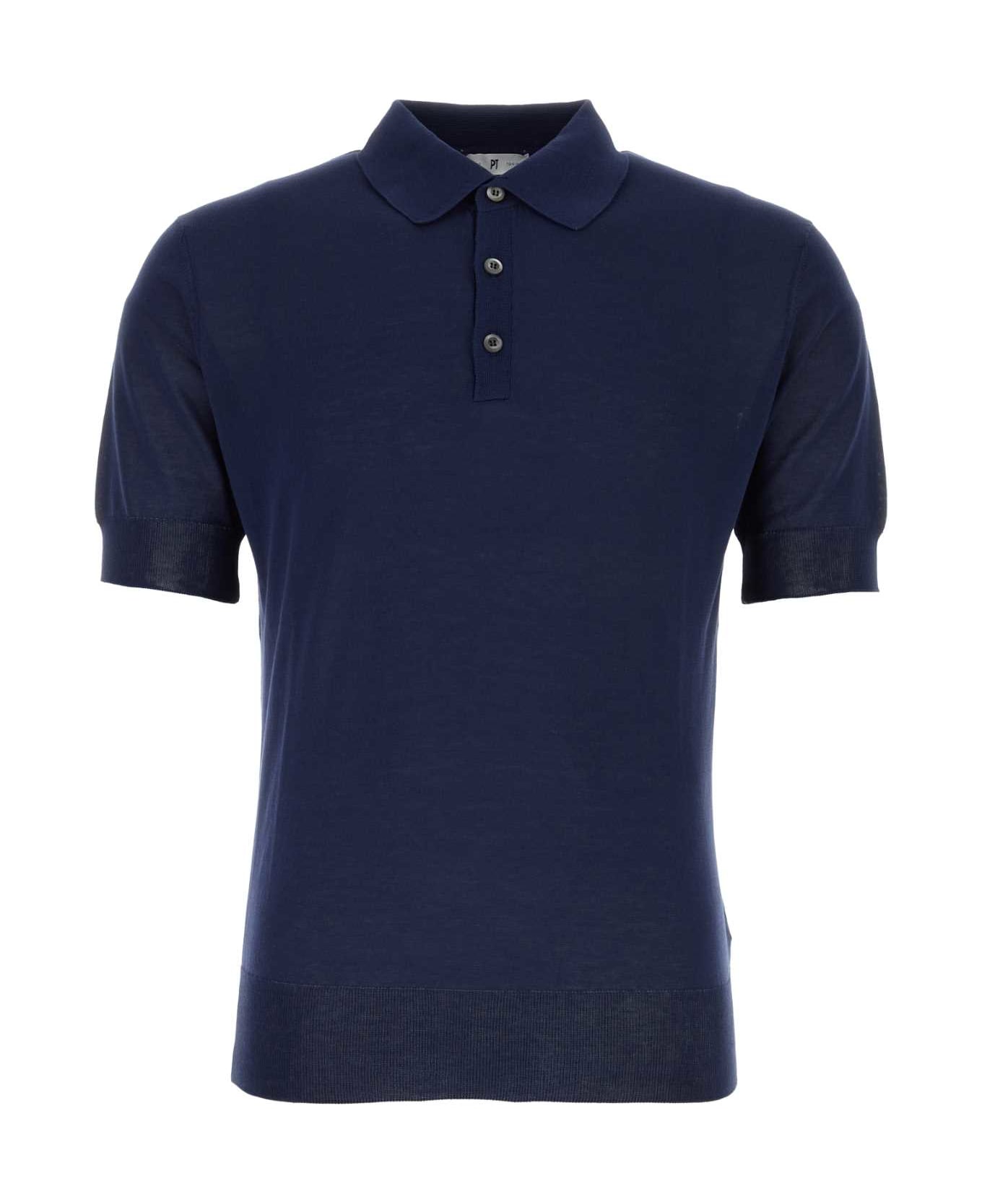 PT Torino Blue Cotton Polo Shirt - BLUAPERTO