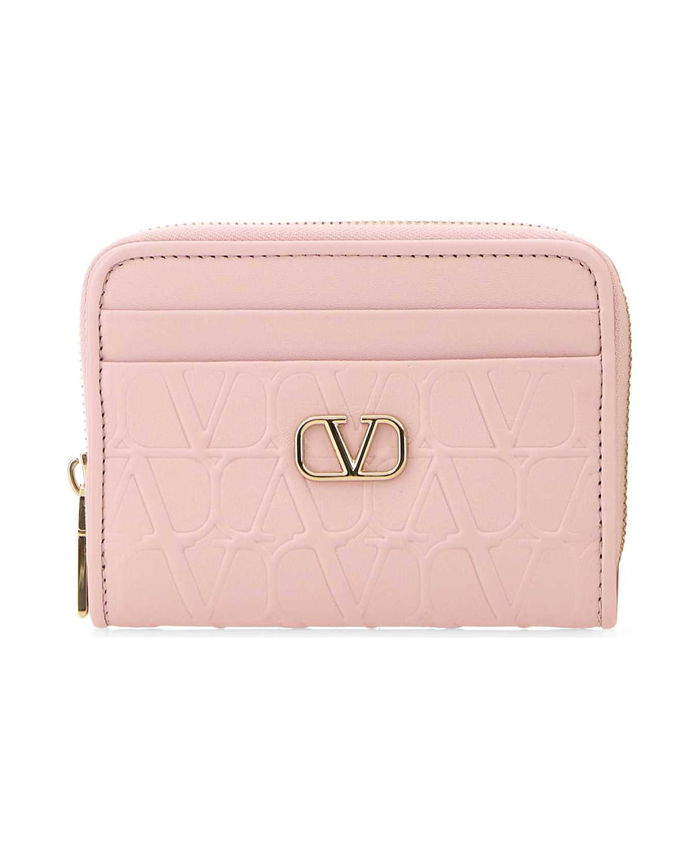 Valentino Garavani Pastel Pink Leather Wallet - ROSEQUARTZ