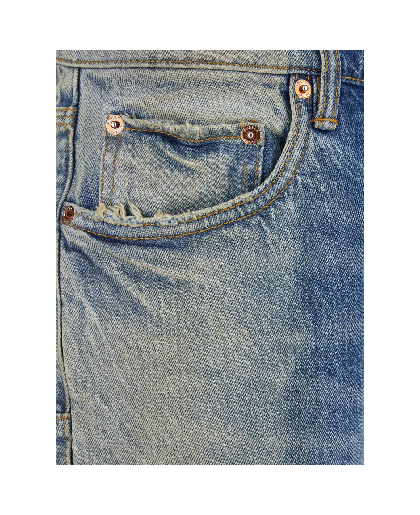 Purple Brand Blue Flared Jeans With Logo Patch On The Rear And Faded Effect In Denim Man - Blu