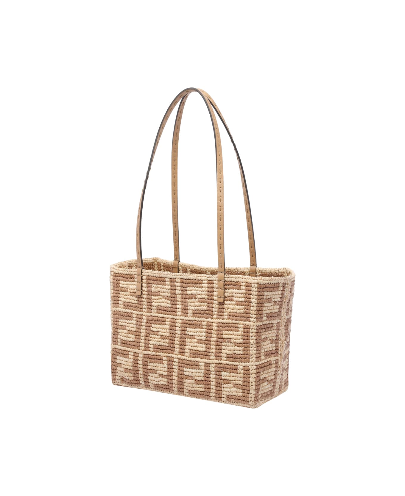 Fendi Small Roll Rafia Shopper - Beige