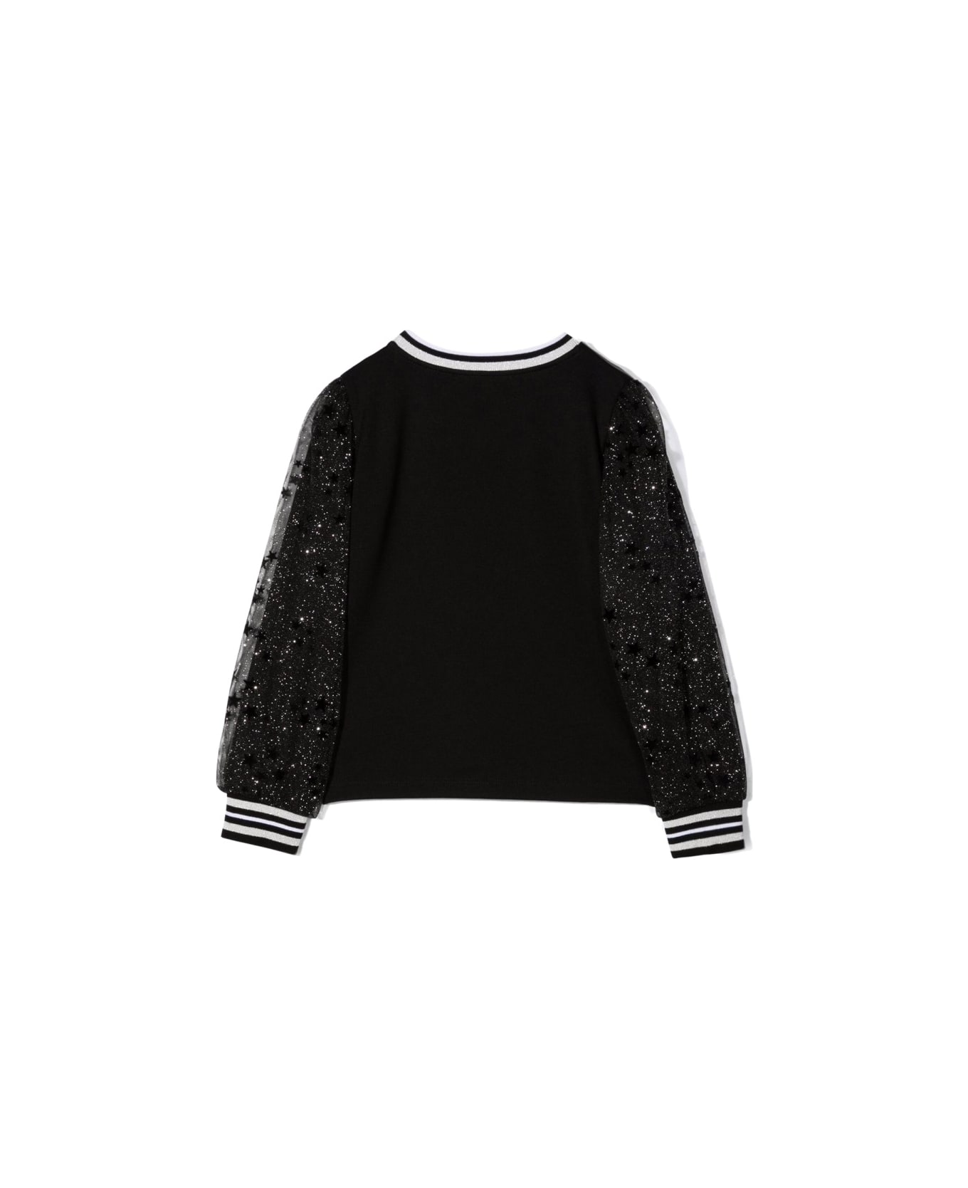 Simonetta Maglia Con Maniche In Tulle - BLACK