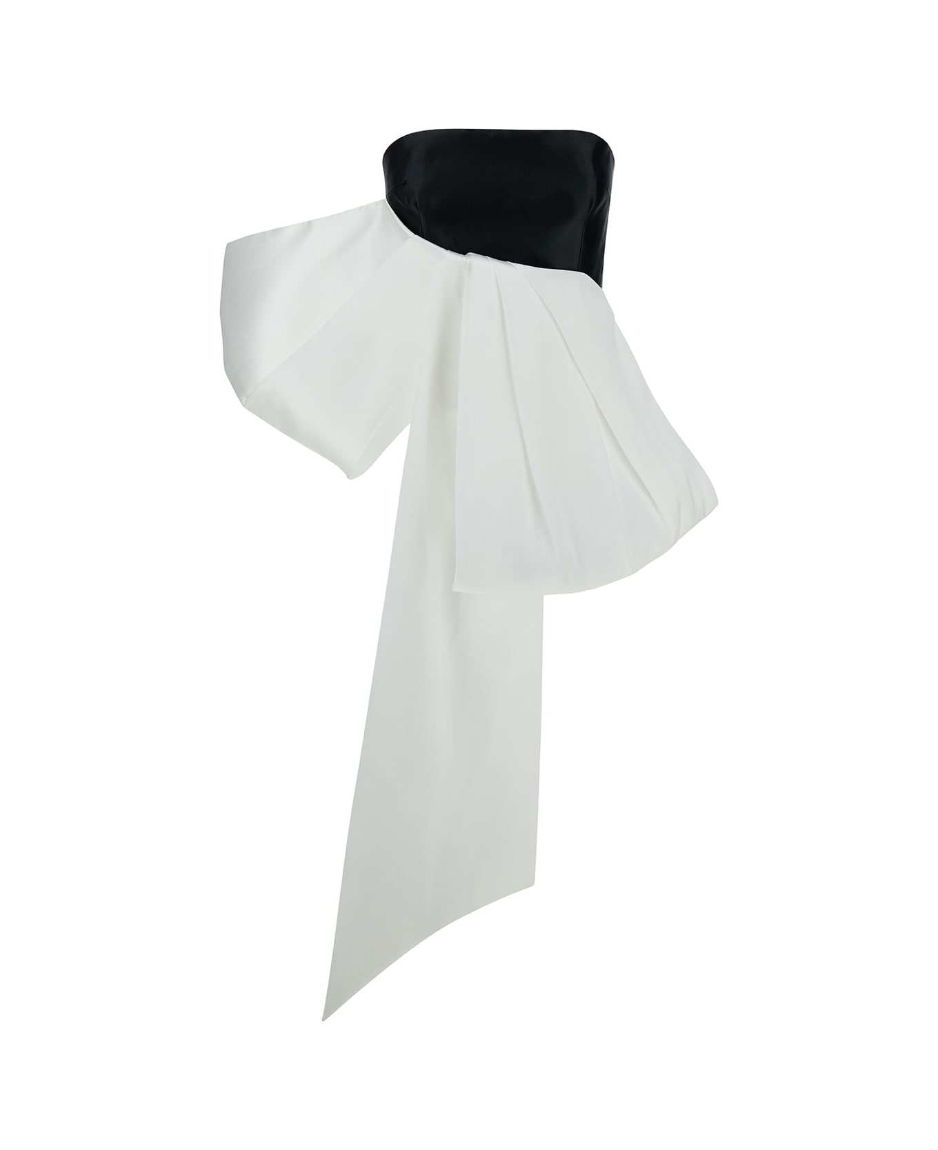 Solace London 'nadina' Black And White Top With Bow Detail In Silk Woman - Black