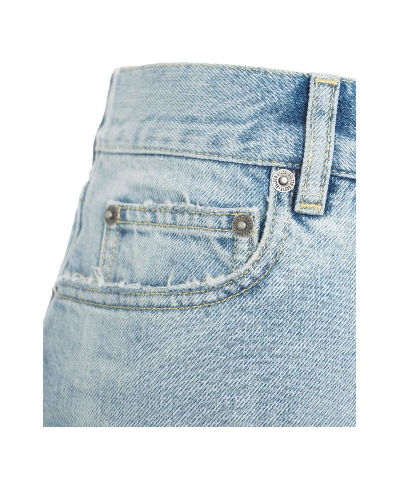 Golden Goose Distressed Denim Bermuda Shorts - Blue