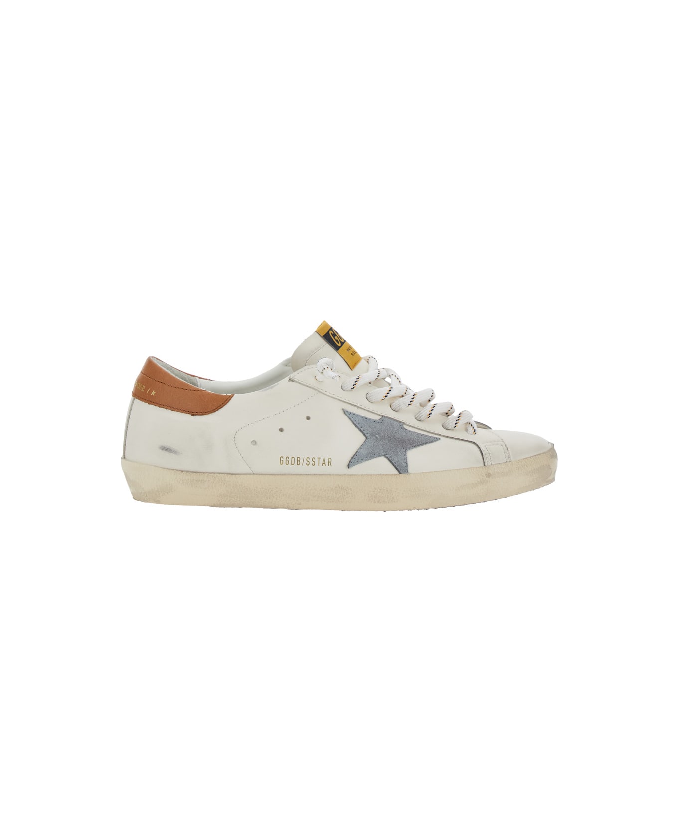 Golden Goose 'super-star' White Low Top Sneakers With Embossed Logo And Contrasting Heel In Leather Man - White