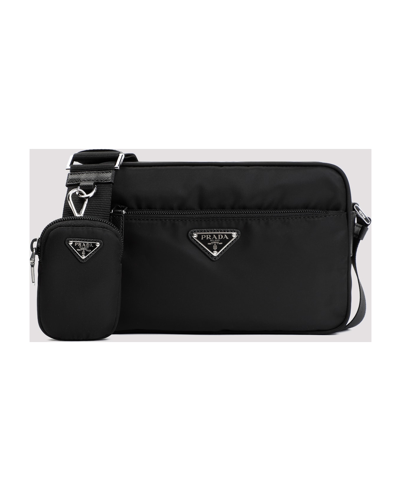 Prada Re-nylon And Leather Shoulder Bag - Nero