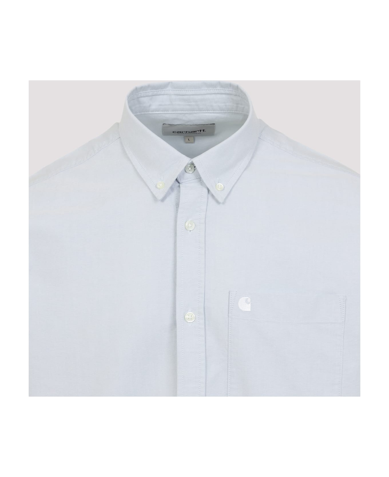 Carhartt Ls C-logo Shirt - Lxx Blue Fog / White