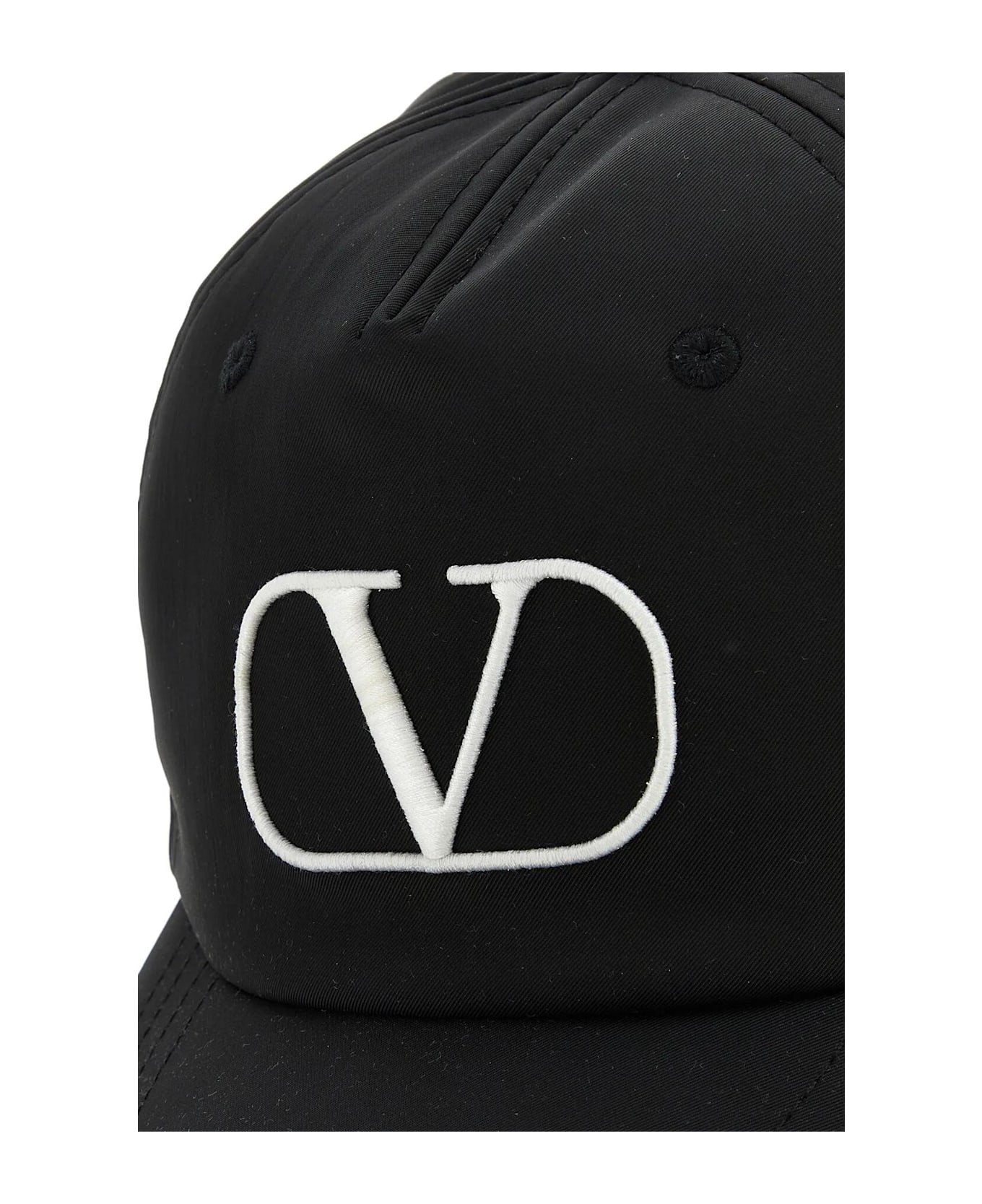 Valentino Garavani Black Polyester Blend Baseball Cap - Black