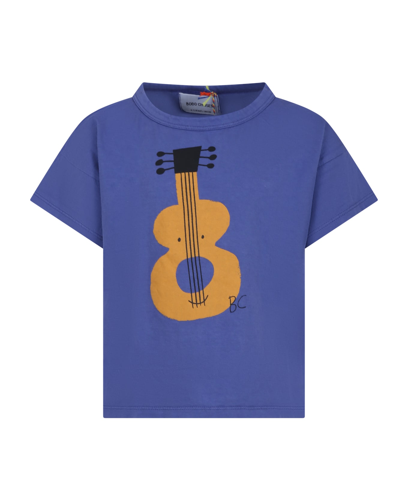 Bobo Choses Blue T-shirt For Kids With Guitar - Blue