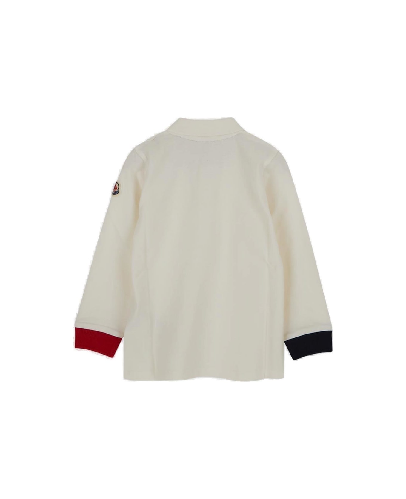 Moncler Button Detailed Long-sleeved Polo Shirt - IVORY