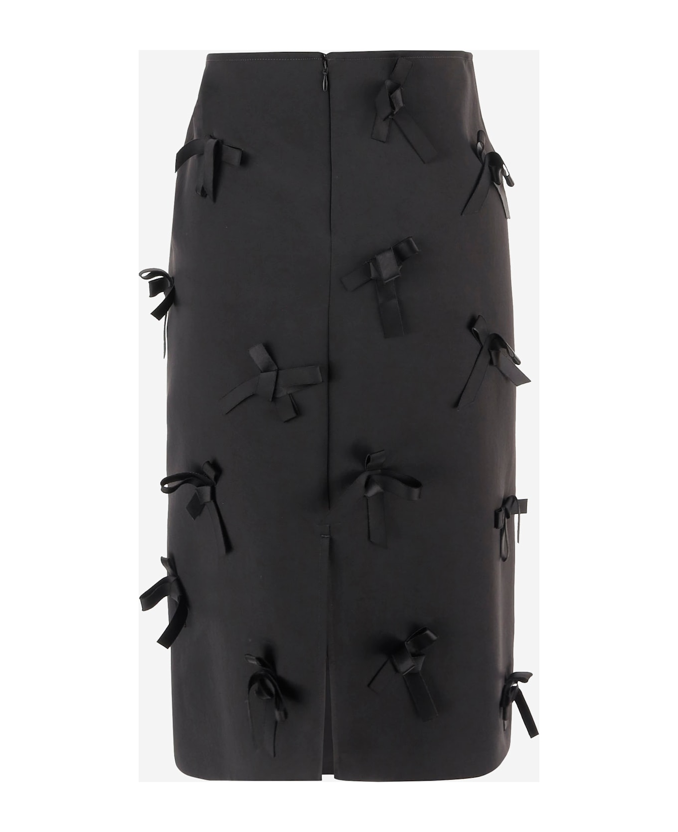 Jil Sander Satin Skirt With Embroidered Bows - Black