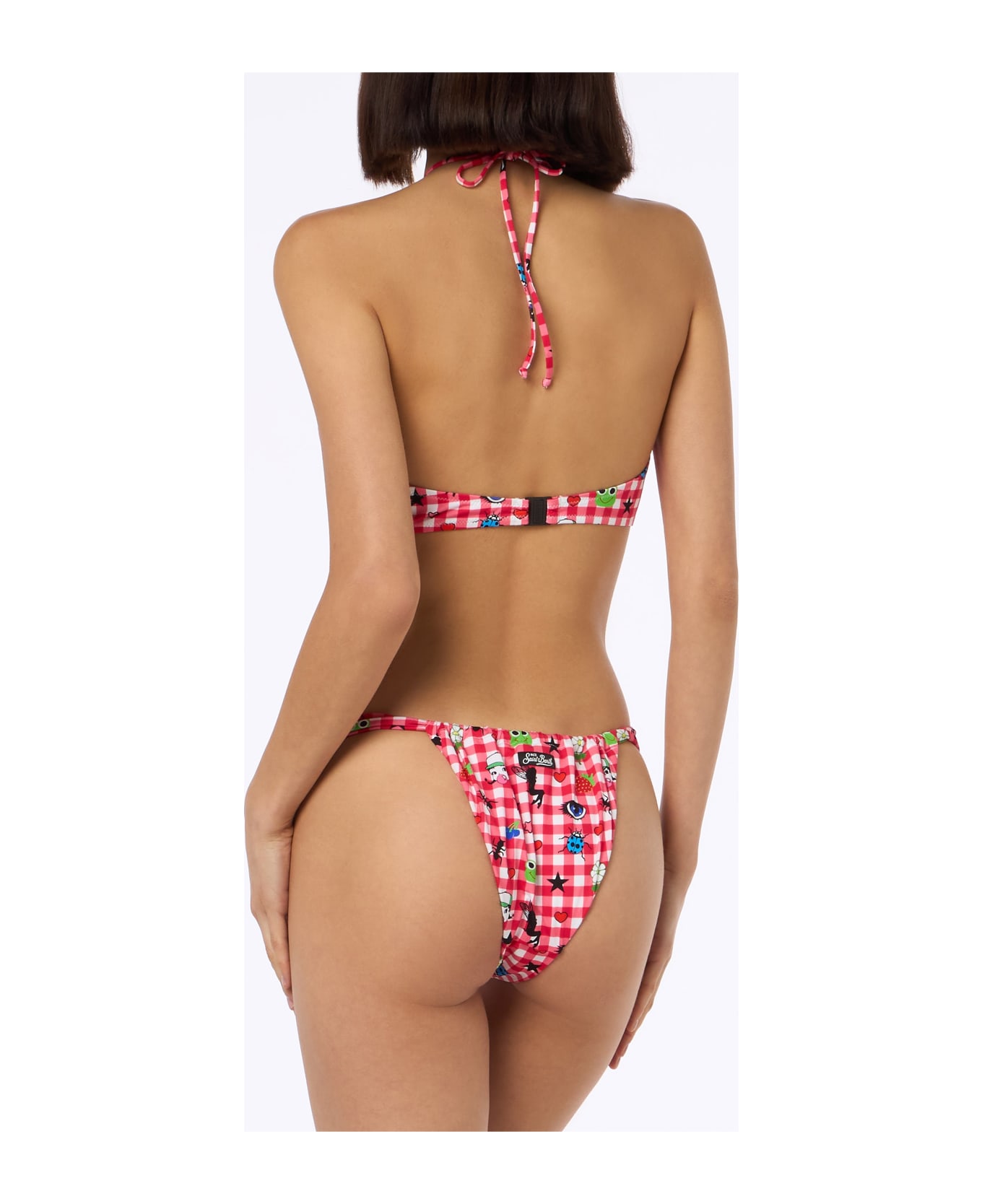 MC2 Saint Barth Women Beandeau Bikini Dahelle With Gingham And Fancy Print | Beepy Bella Special Edition - RED