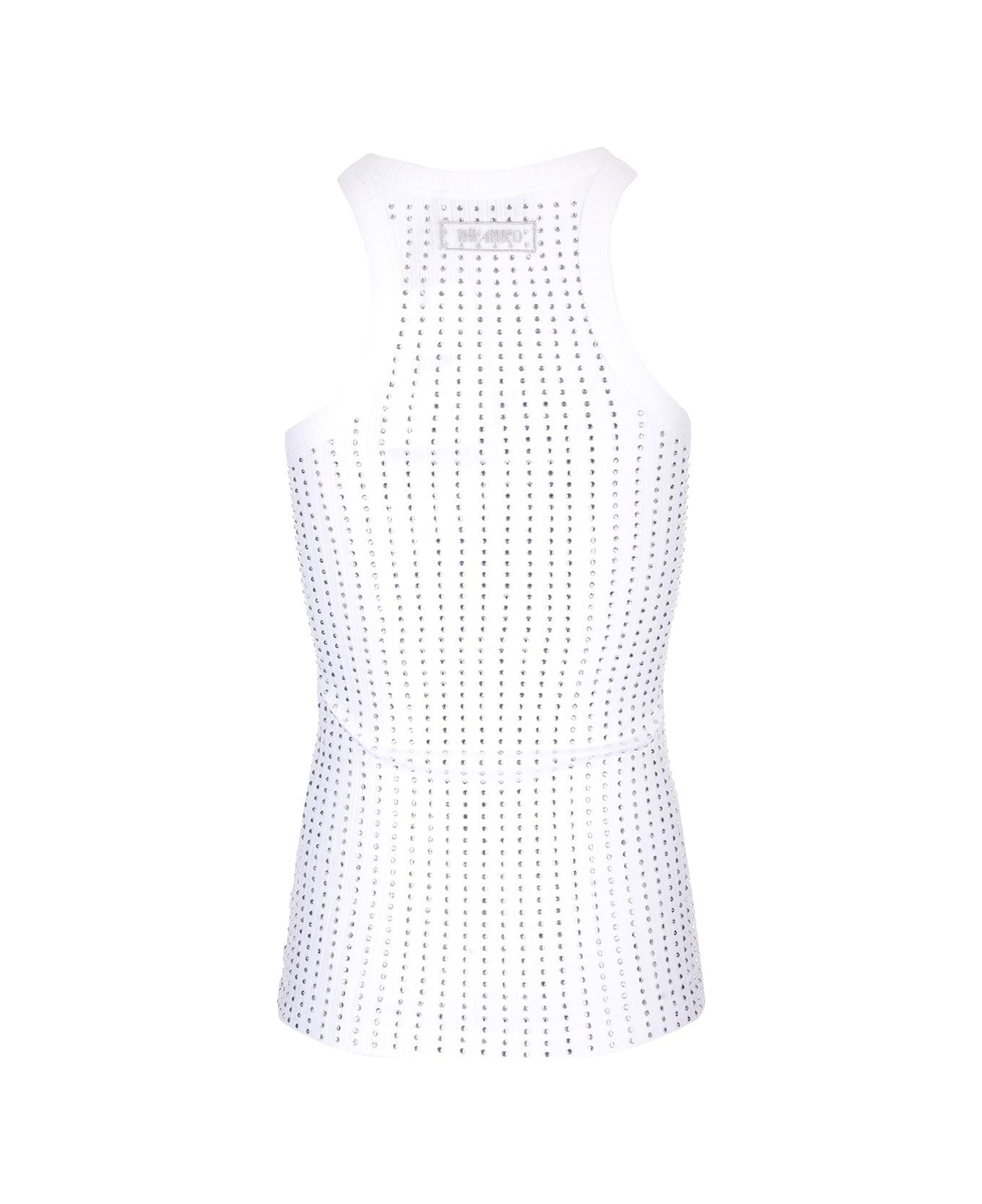 The Attico Black Tank Top With Strass - White