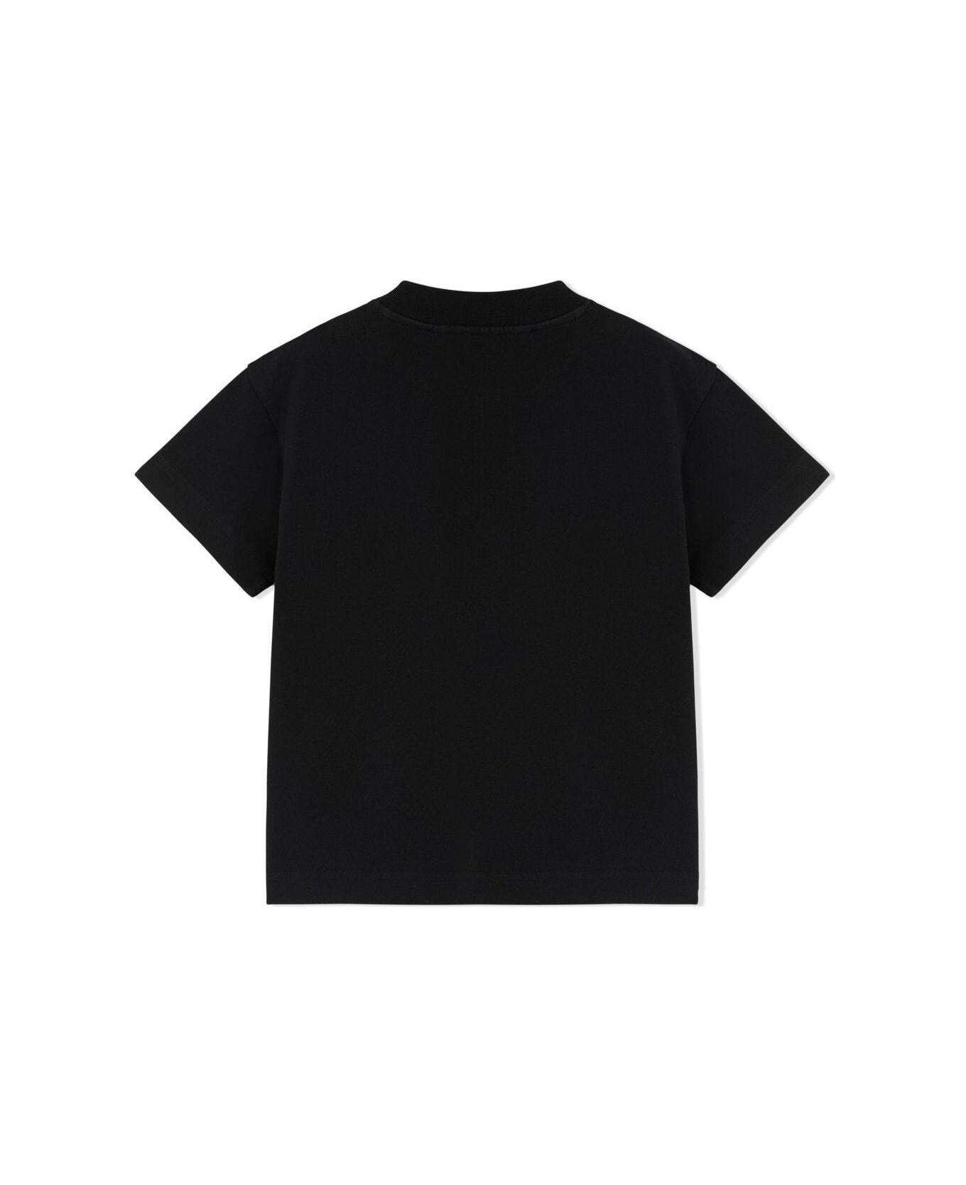 Palm Angels Crewneck T-shirt With Shark And Logo Print In Black Cotton Boy - BLACK