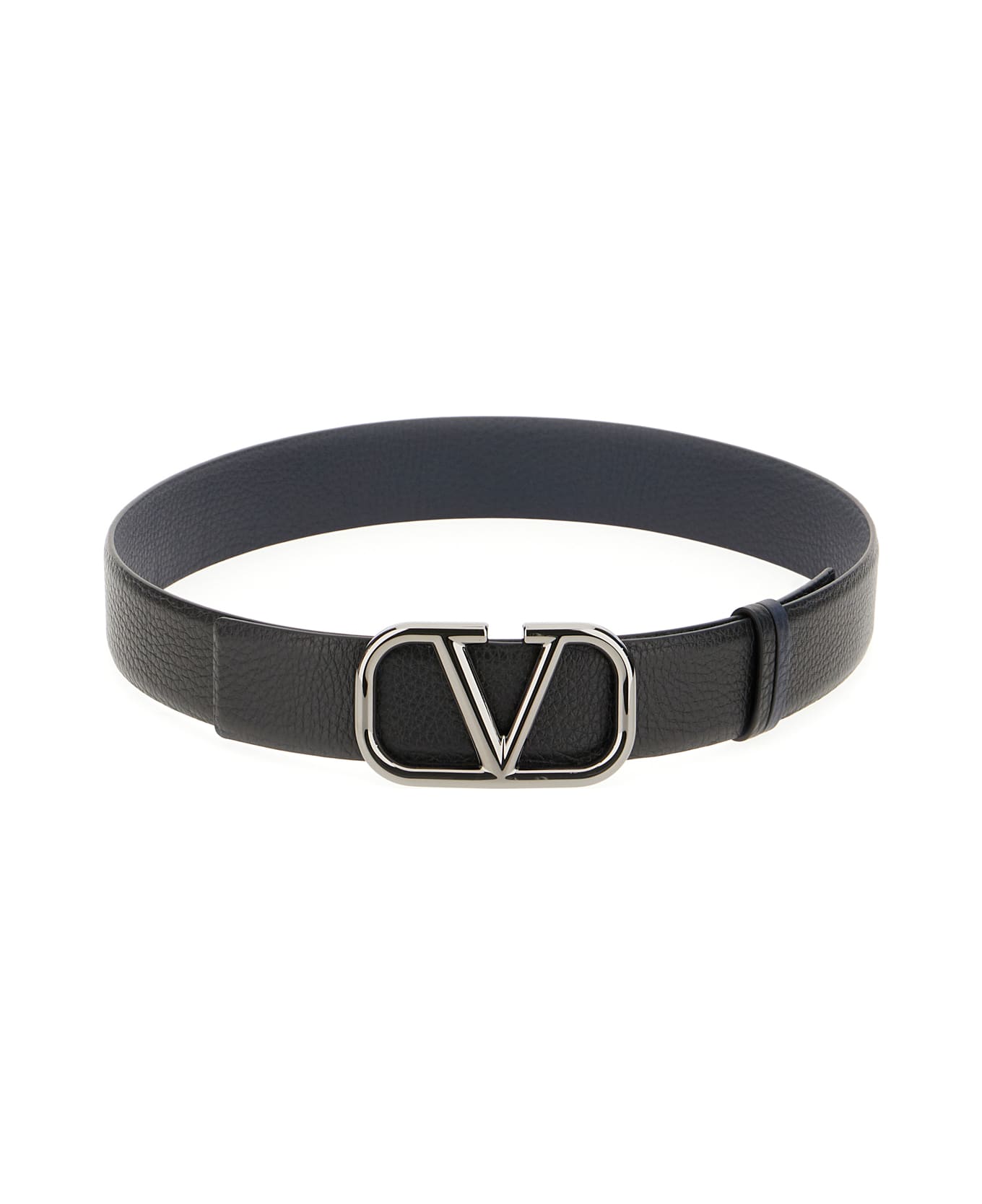 Valentino Garavani Black Leather Belt - NERO MARINE