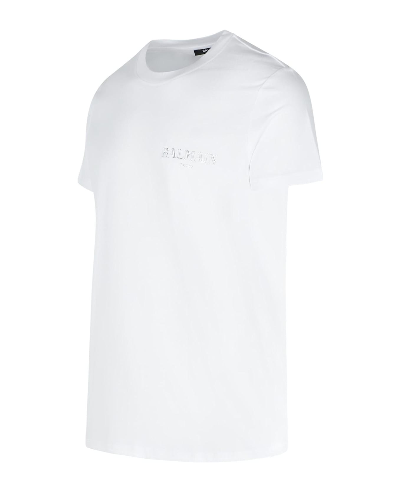 Balmain White Cotton T-shirt - BLANC ARGENT