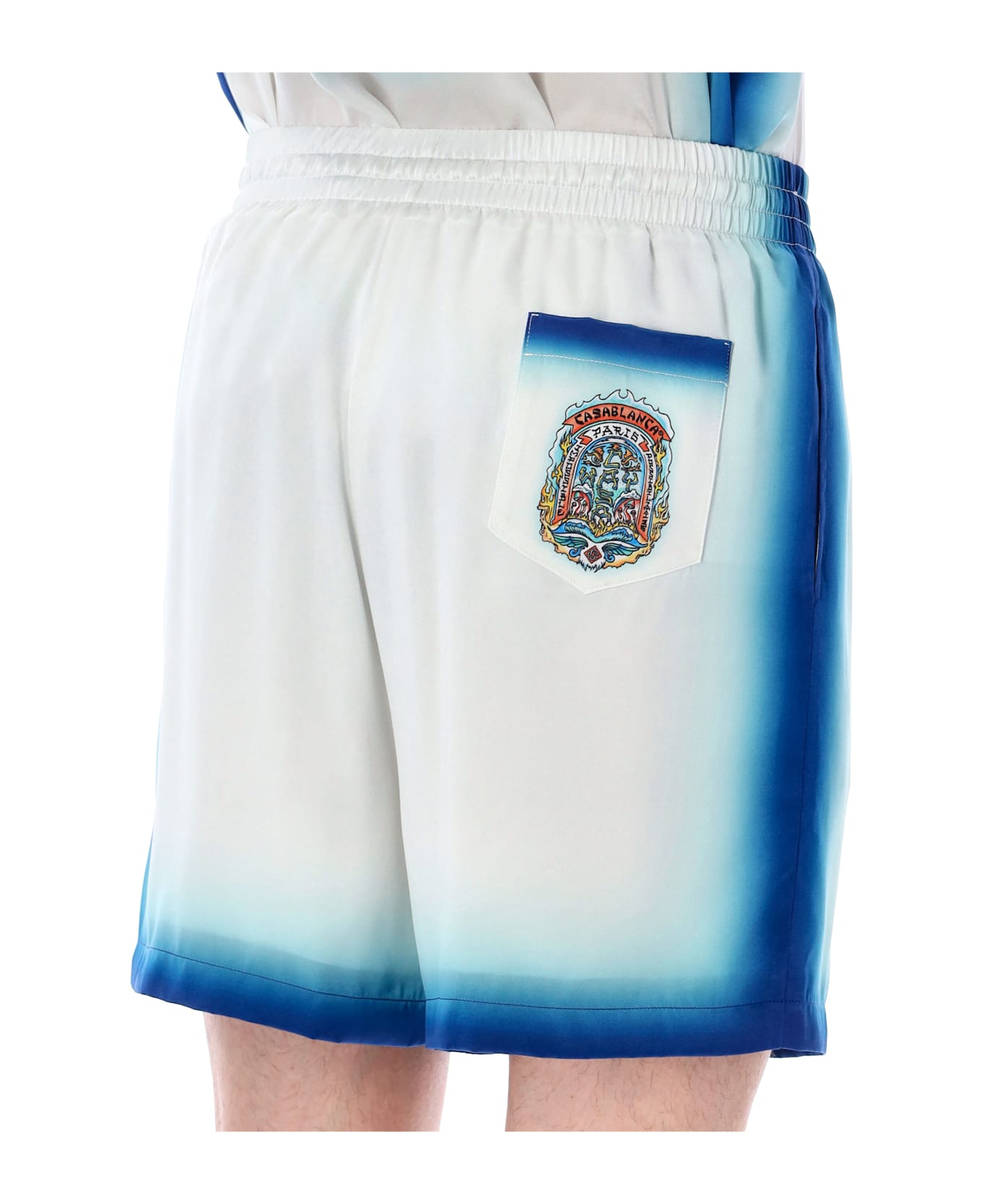 Casablanca Casa Way Skate Silk Shorts - WHITE MIX