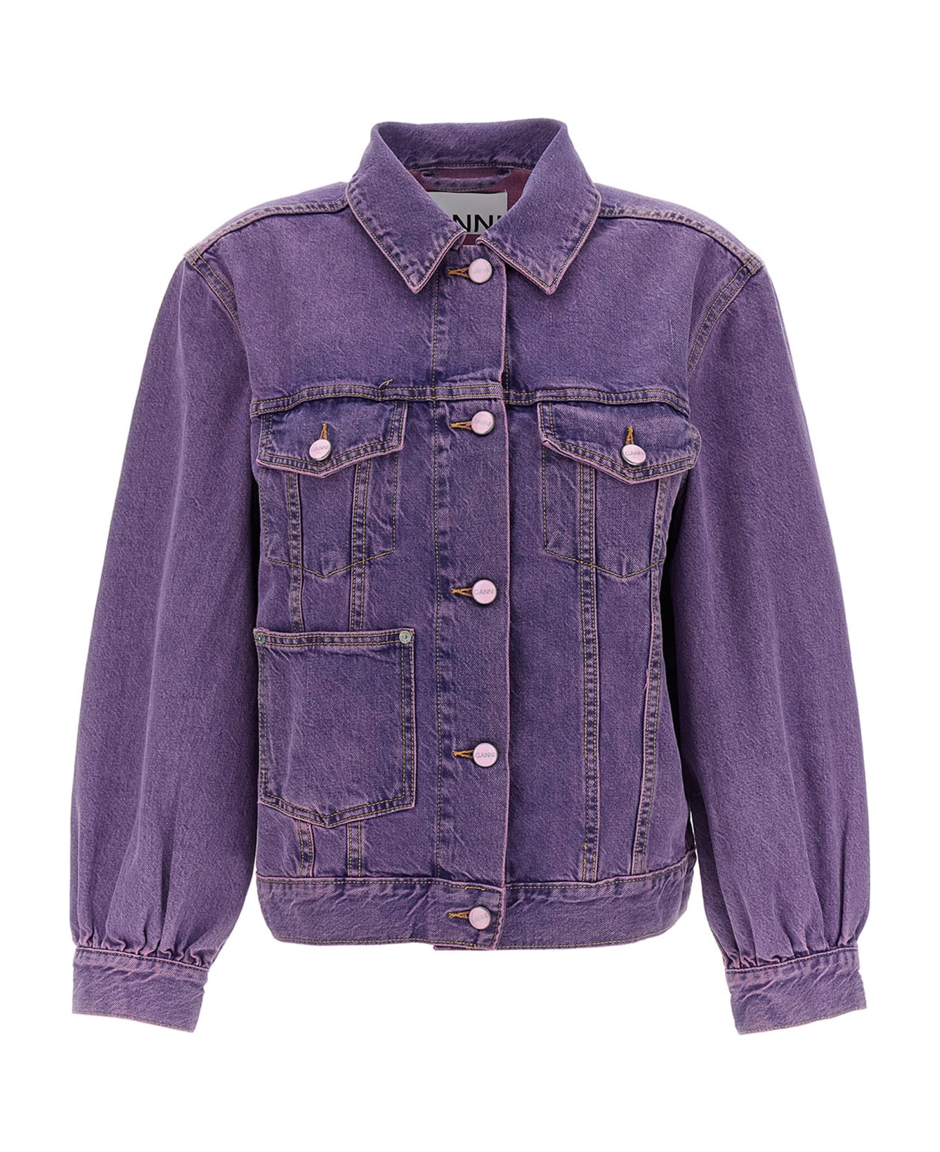 Ganni Overdyed Bleach Jacket - Purple