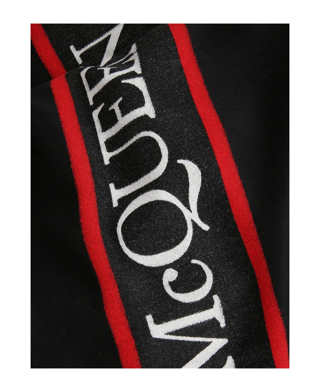 Alexander McQueen Logo Print Scarf - Black/Ivory