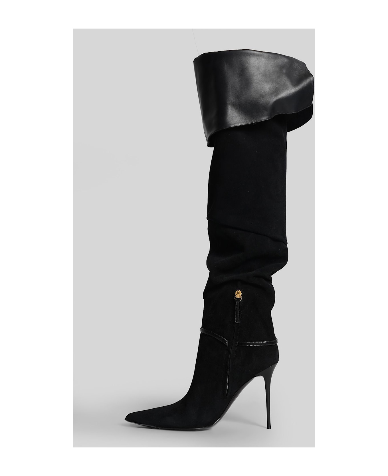 Giuseppe Zanotti Secret High Boot 105 High Heels Boots In Black Suede And Leather - black