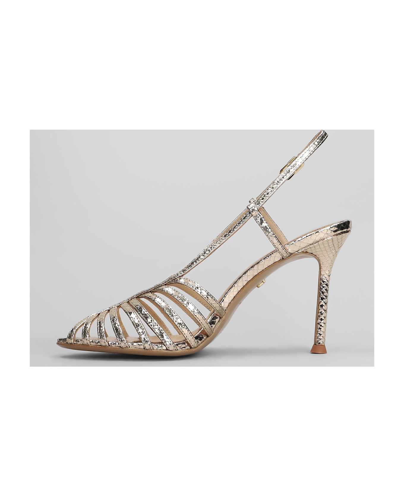 Lola Cruz Diana 95 Sandals In Platinum Leather - platinum