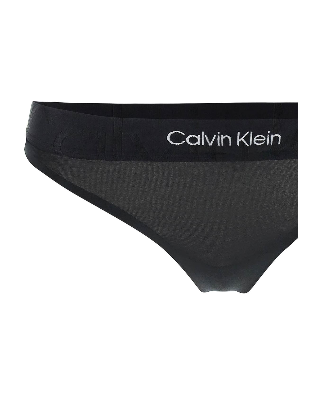 Calvin Klein Embossed Icon Thong - BLACK (Black) ショーツ