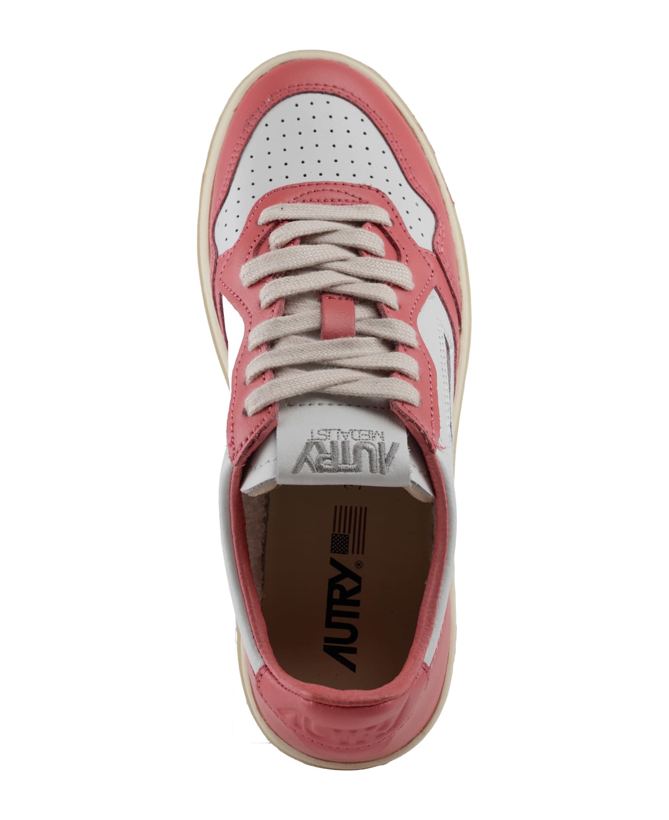 Autry Medalist Low Sneakers In Two-tone Leather - WHITE/PINK