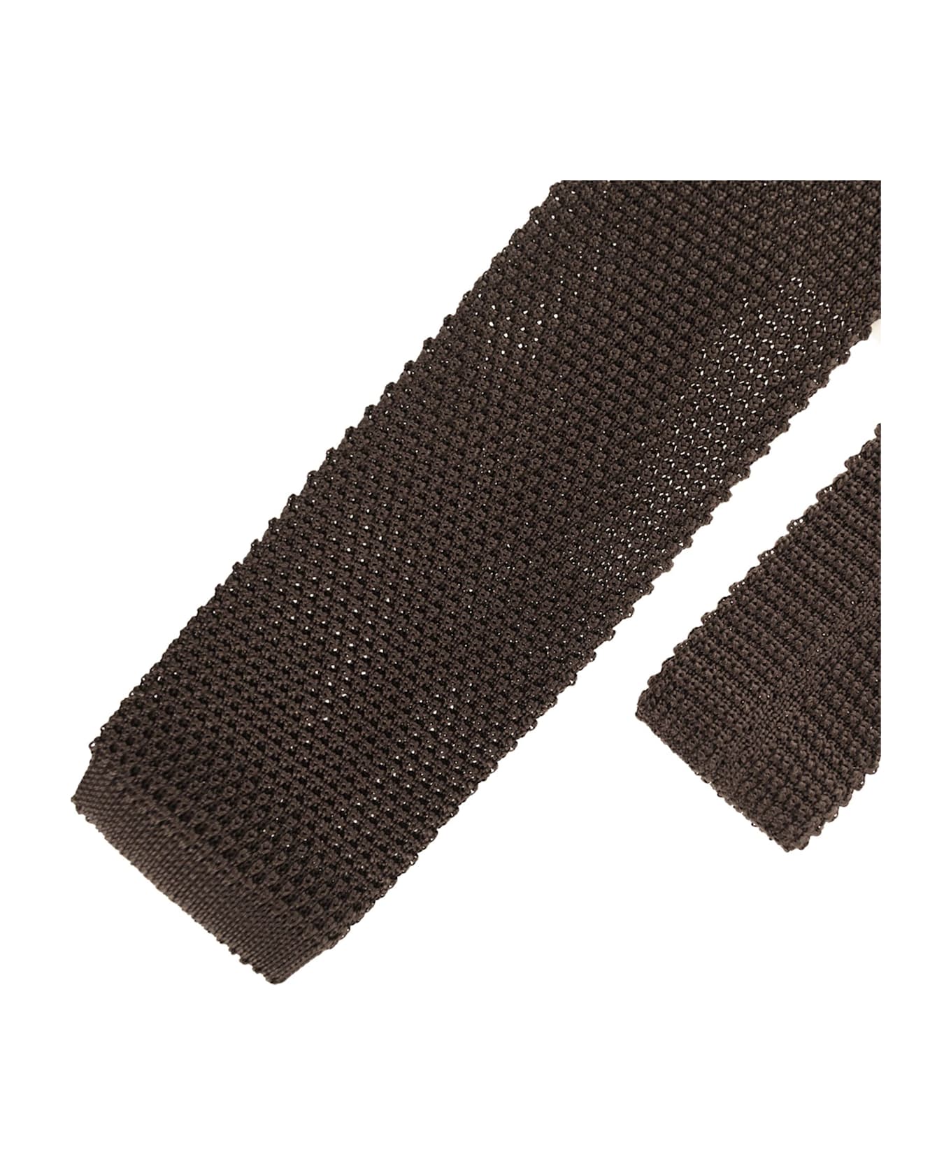 Brunello Cucinelli Silk Knit Tie - Dark Brown