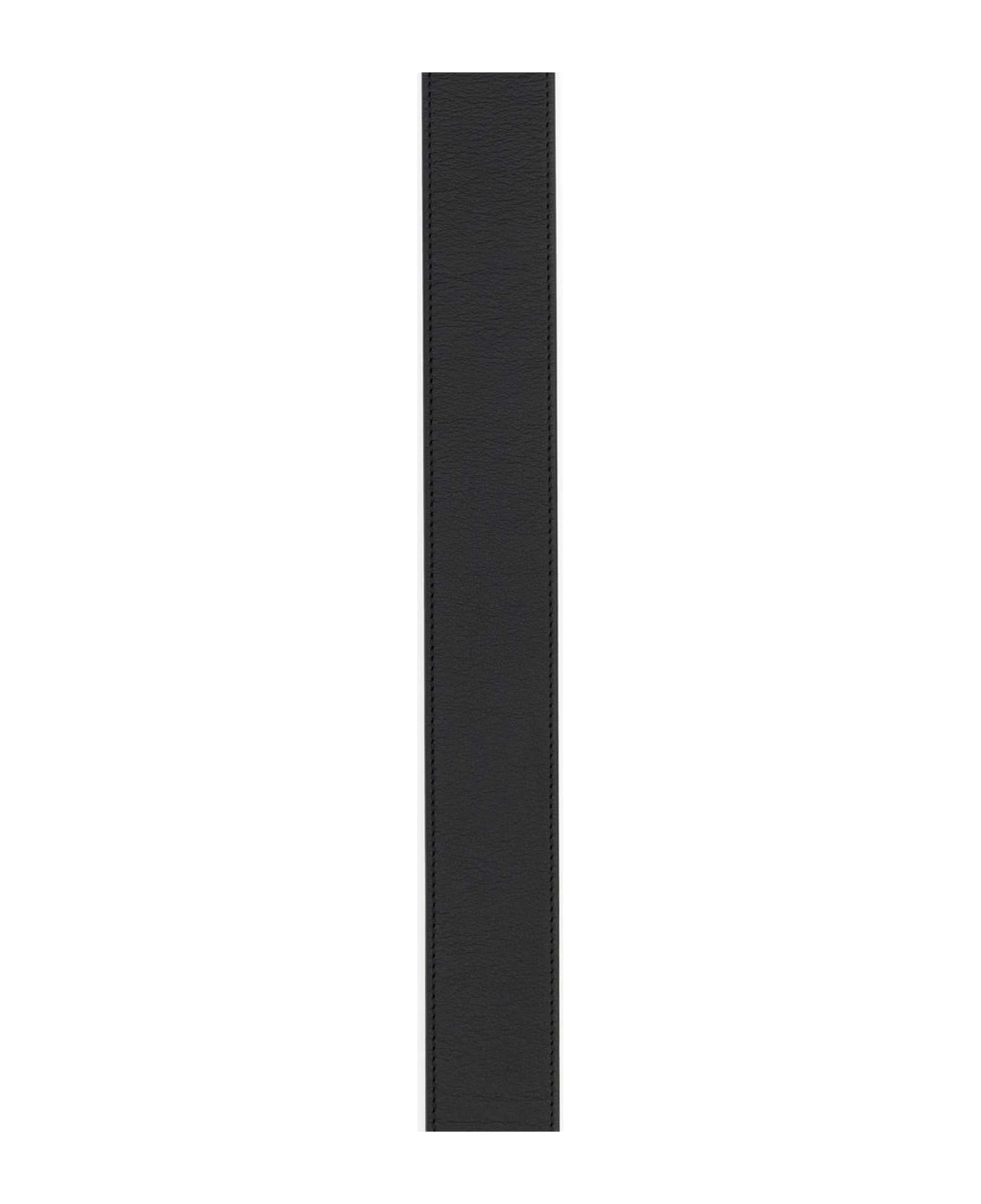 Valentino Garavani Black Leather Vlogo Belt - NERO