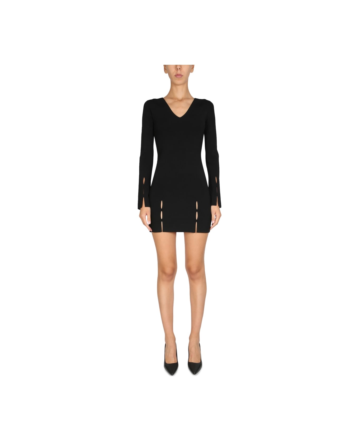 Helmut Lang Knitted Mini Dress - BLACK