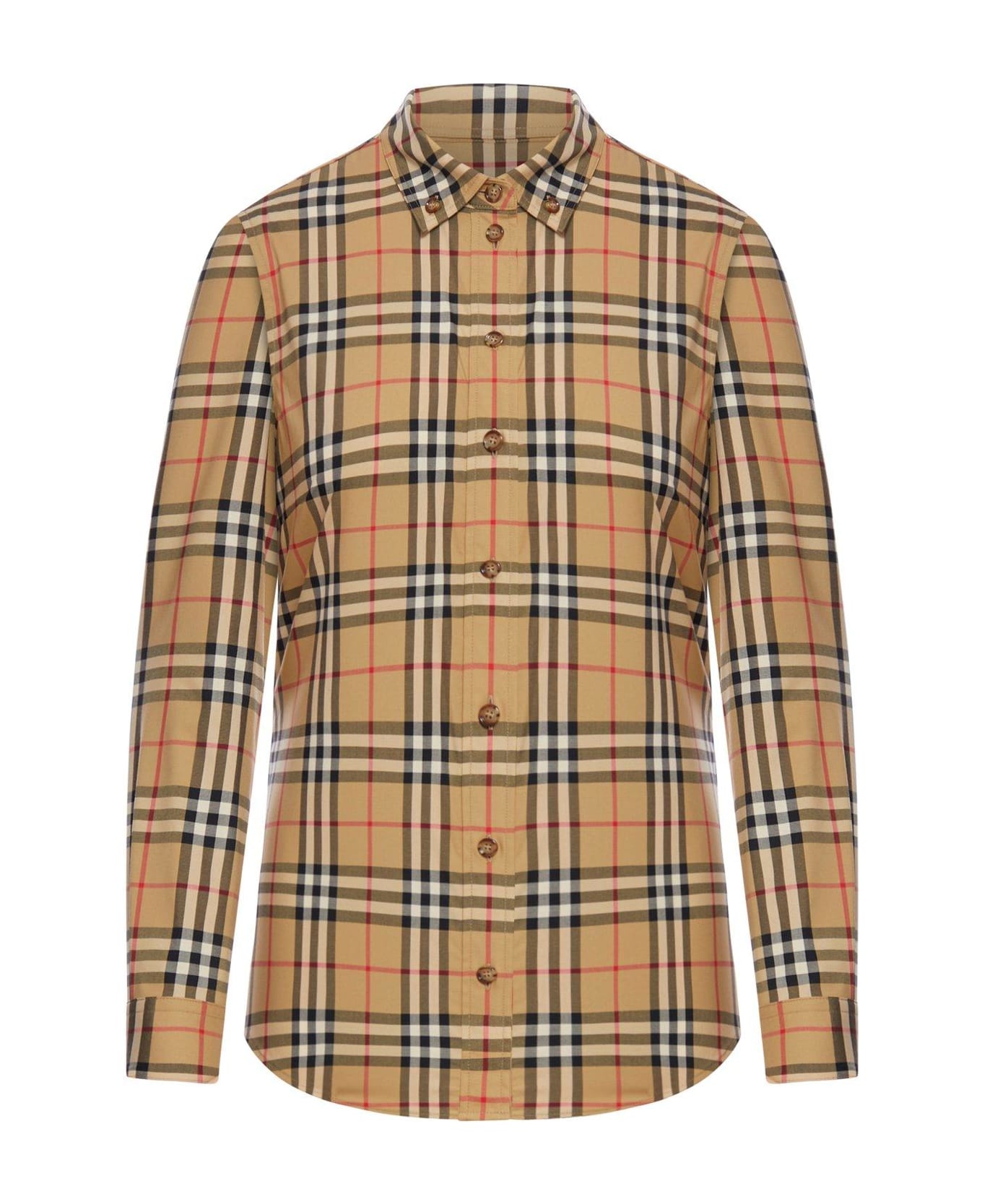 Burberry Checked Buttoned Shirt - Archive Beige Ip Chk