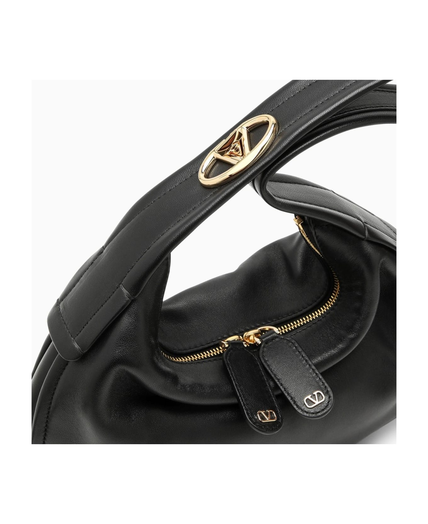 Valentino Garavani Small Go-hobo Bag In Black Leather - Nero