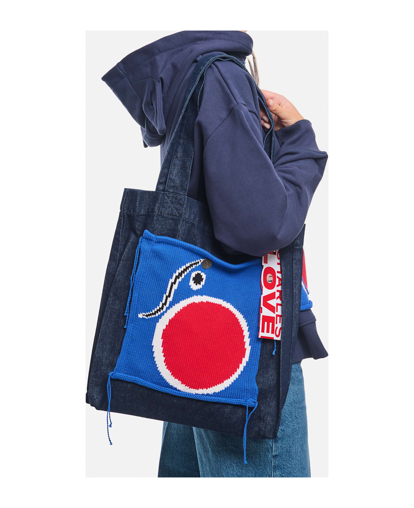 Charles Jeffrey Loverboy Tote Bag With Knit Patch - Blue