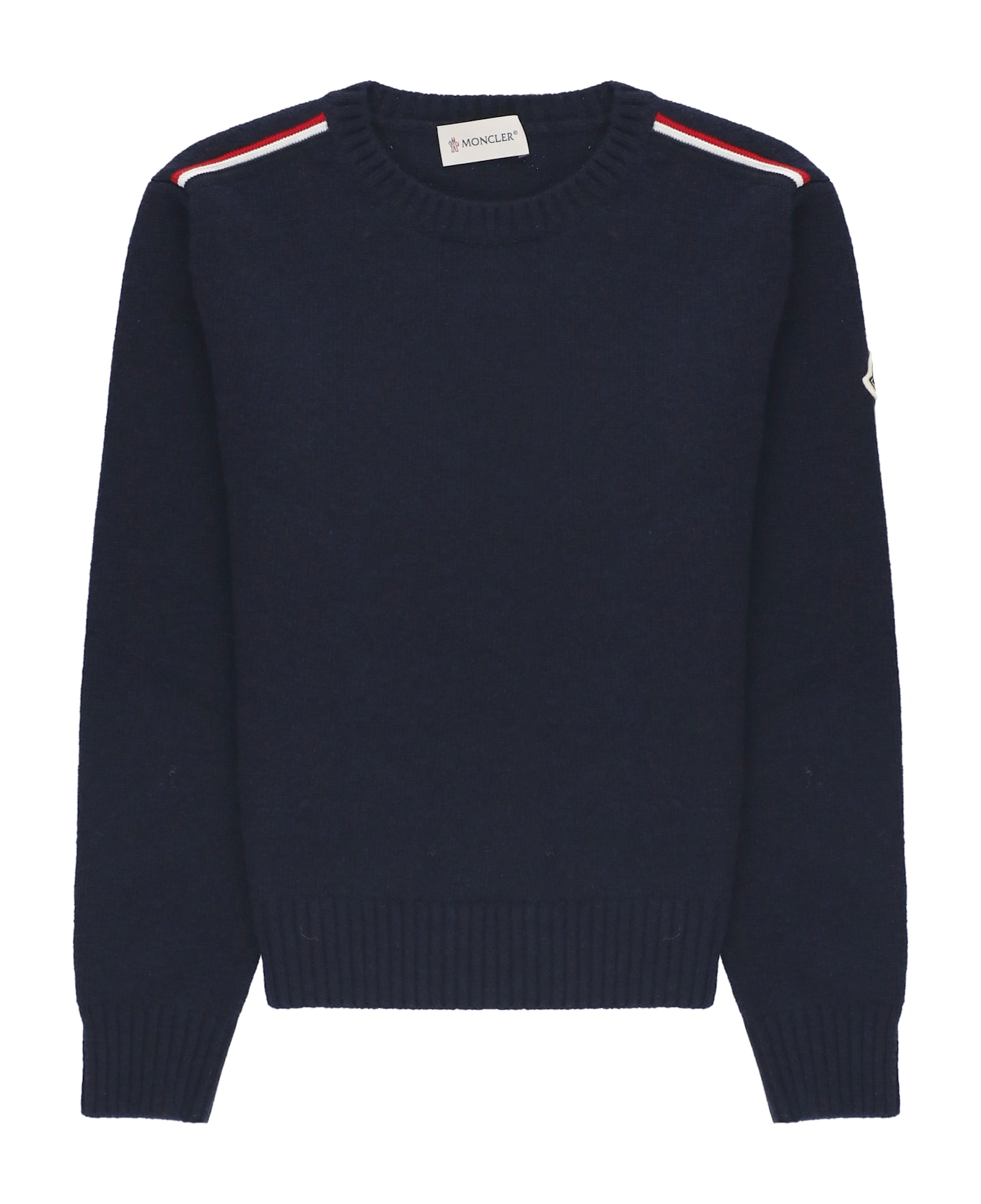 Moncler Cotton And Wool Sweater - Blue