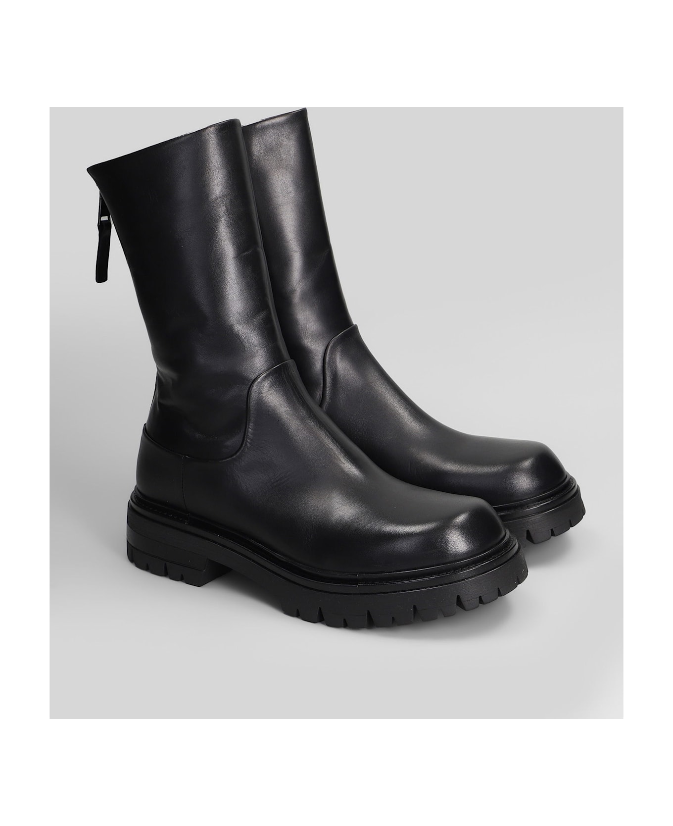 Elena Iachi Combat Boots In Black Leather - black ブーツ