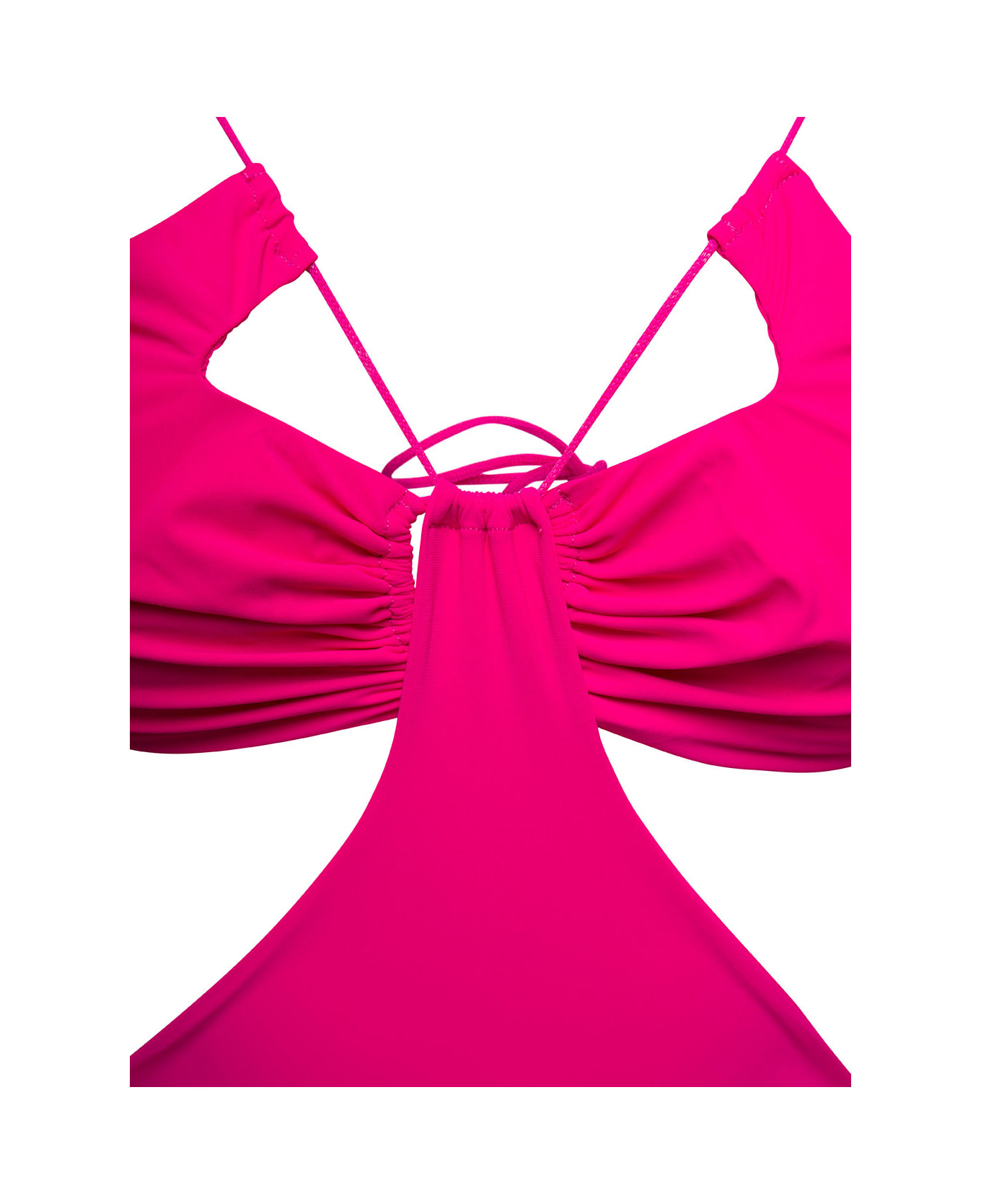 Amazuìn 'sadie' Fuchsia Swimsuit With Cut-out And Spaghetti Straps In Stretch Polyamide Woman - Fuxia