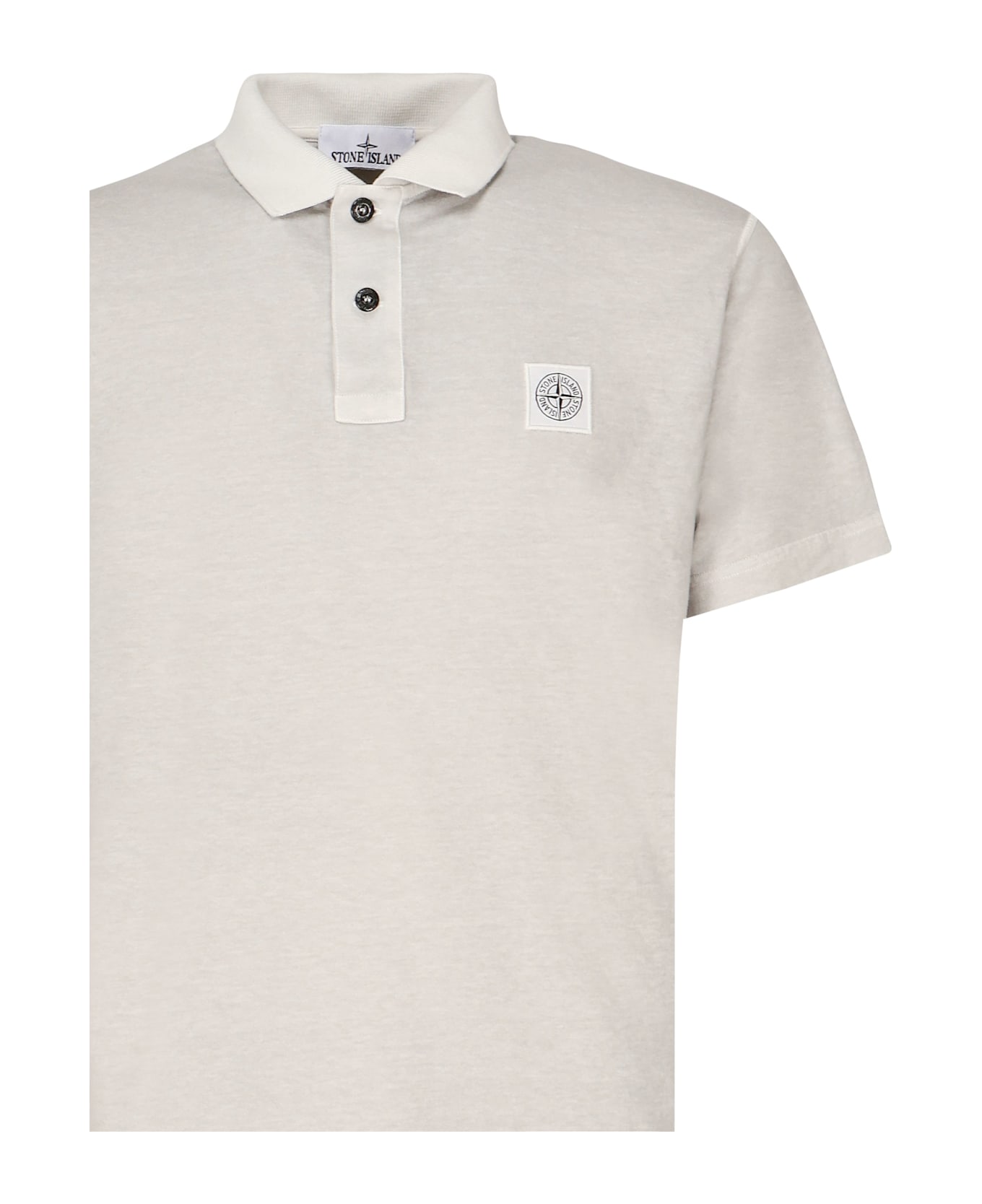 Stone Island Short-sleeved Polo Shirt With Compass Patch - Beige